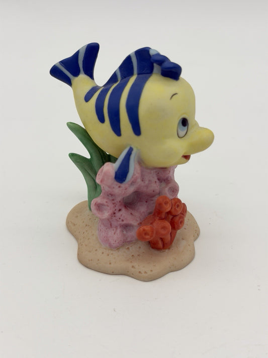 Disney Little Mermaid Flounder Fish Coral Reef Porcelain Figurine Painted 2.5”H