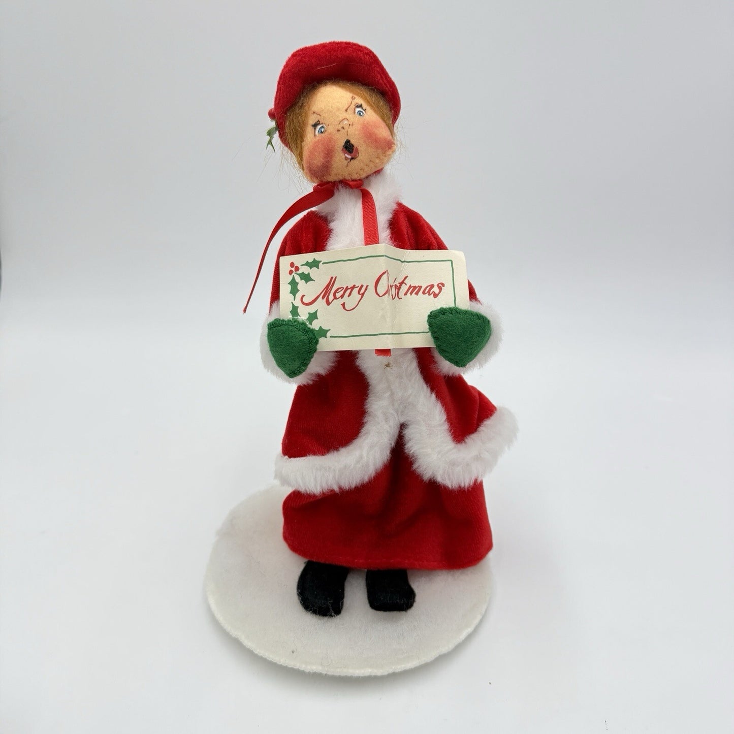 Annalee Doll Christmas Caroler Girl Vintage 1987 Rare Read Felt Fabric 10in