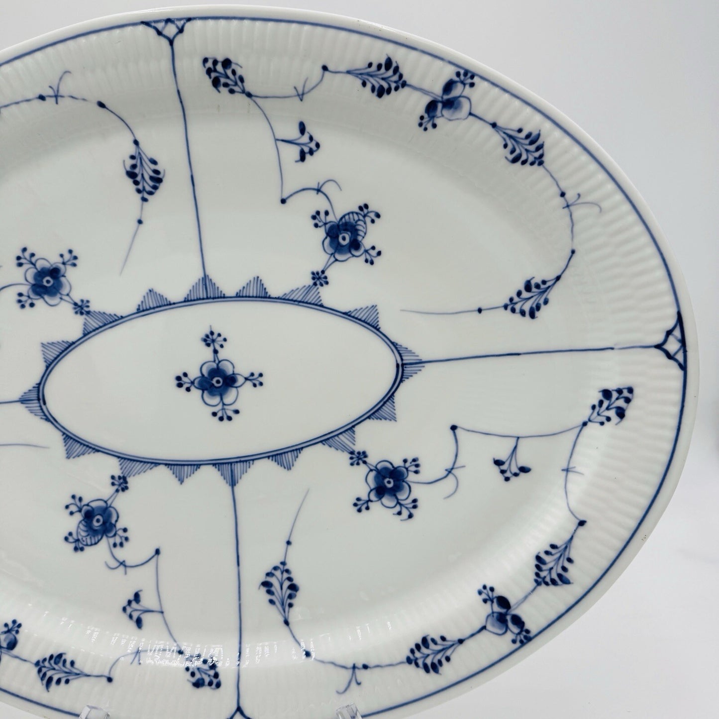 Antique Royal Copenhagen Blue Fluted Plain Large 18in Oval Platter #348 Rare
