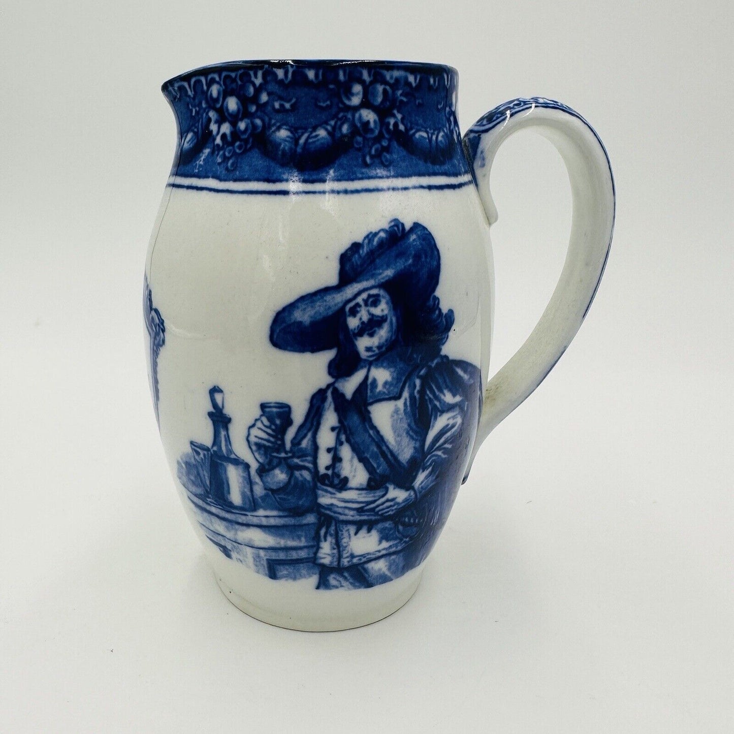 Royal Doulton Pitcher Morissian Flow Blue Pottery The King God Bless Him Antique