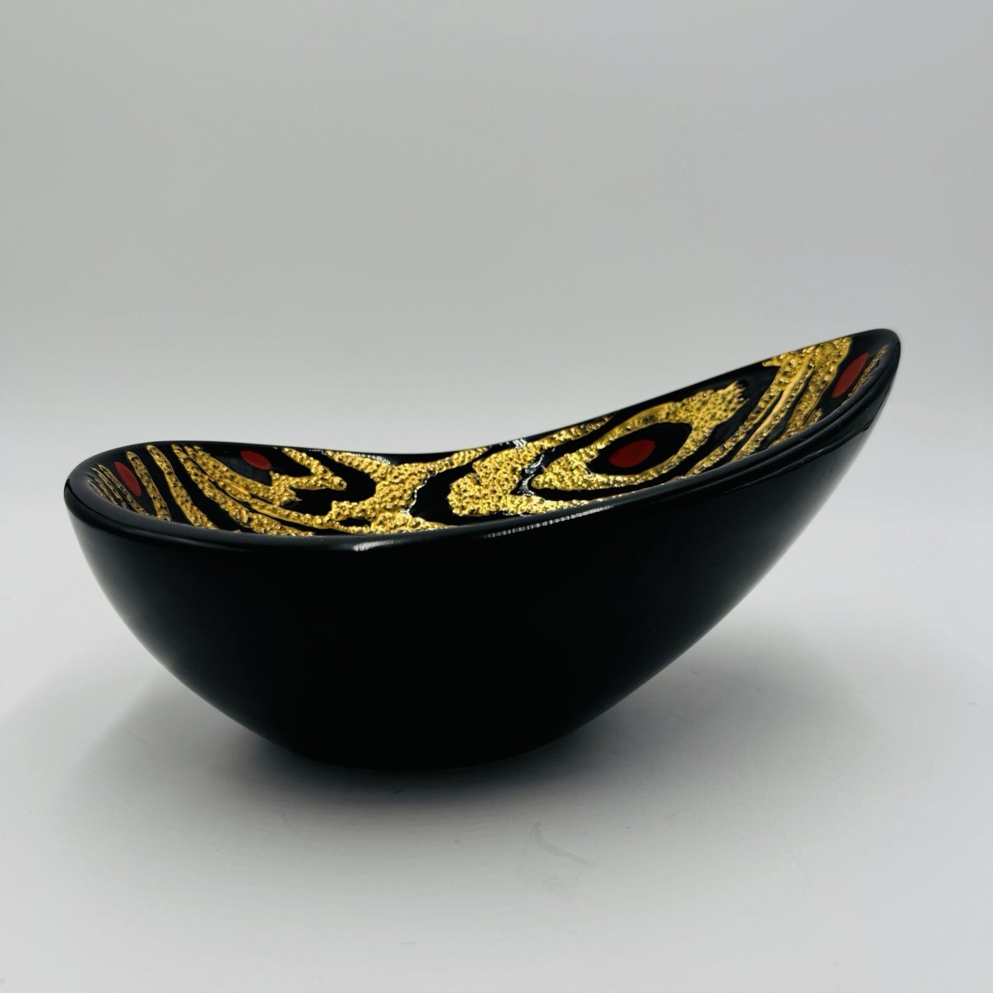 Rare Boch Freres La Louviére  Glazed Ceramic Art MCM Pottery Belgium Bowl Gold