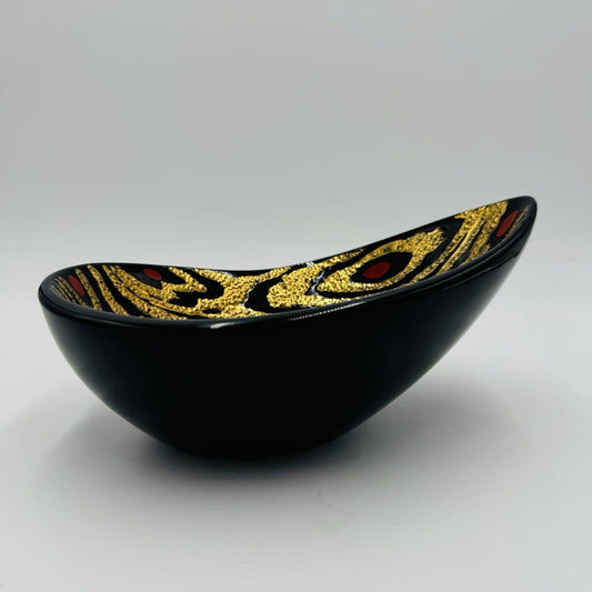 Rare Boch Freres La Louviére  Glazed Ceramic Art MCM Pottery Belgium Bowl Gold