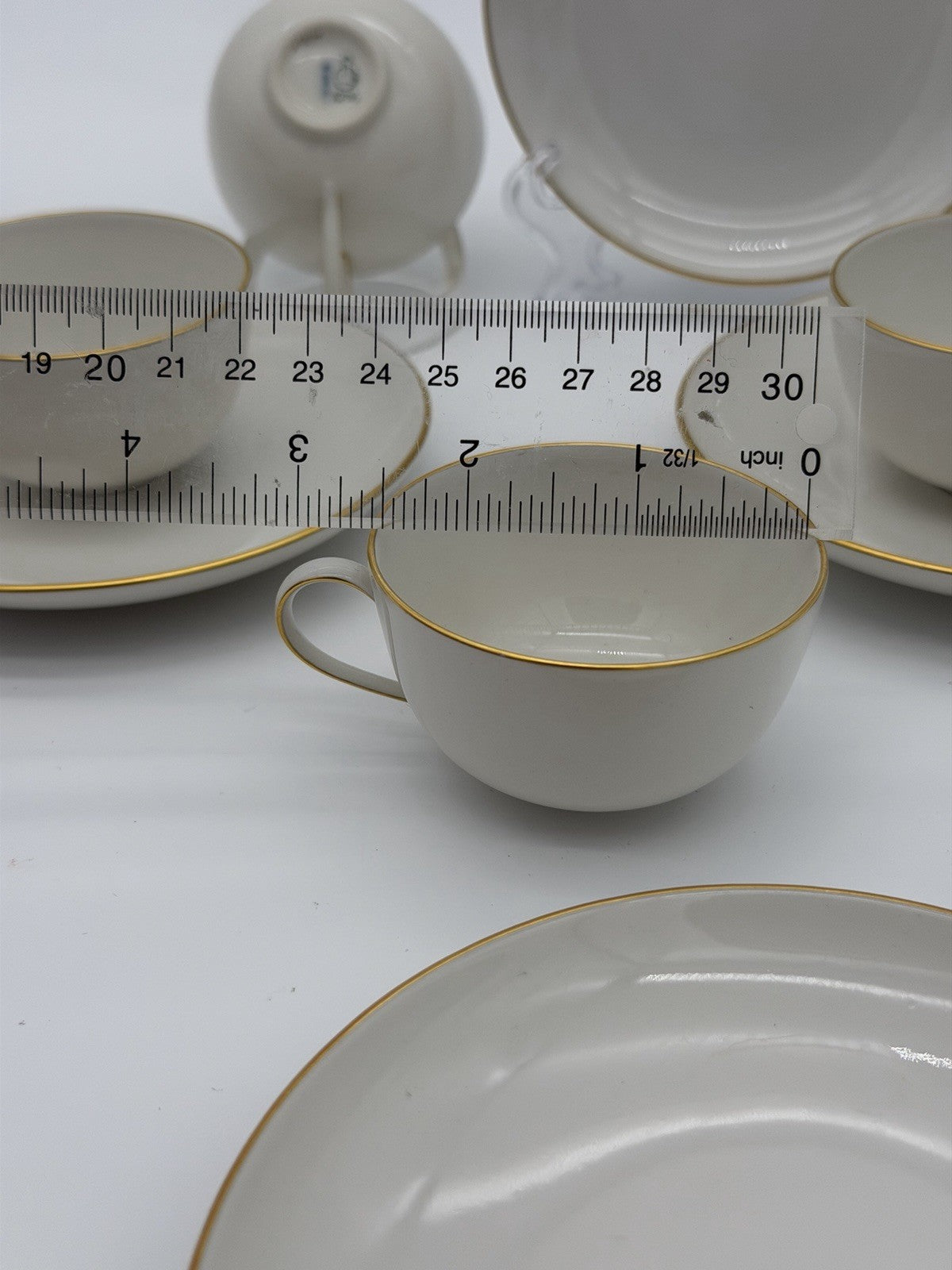 KPM Berlin Porcelain 1850 Demitasse Cups & Saucers White /gold Rim Antique