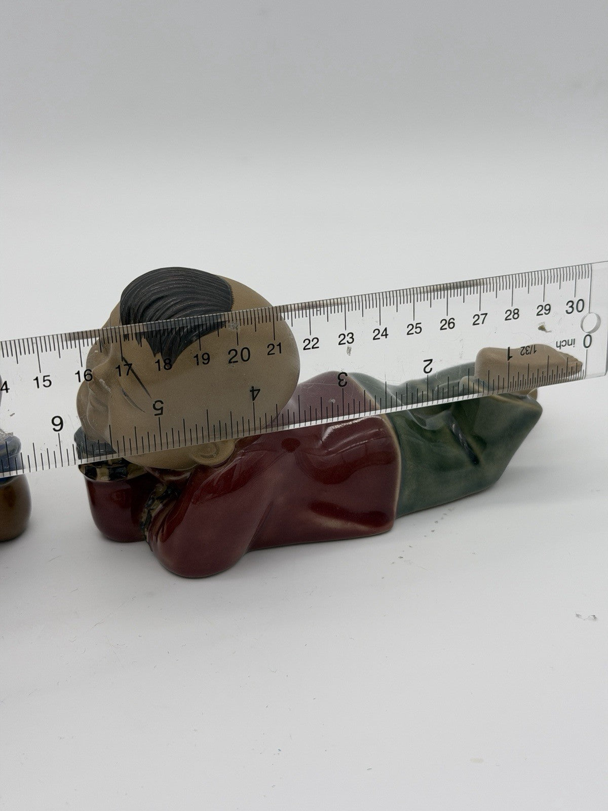 Vintage Chinese Japanese Pottery Painted Glazed Pair Boy & Girl Figurines