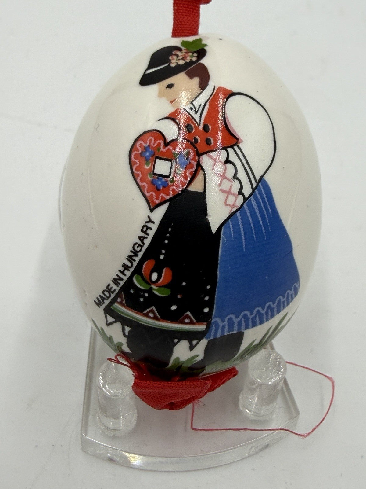 Budapest Hungary European Handpainted Ceramic Egg Christmas Ornament 3.5” 1991