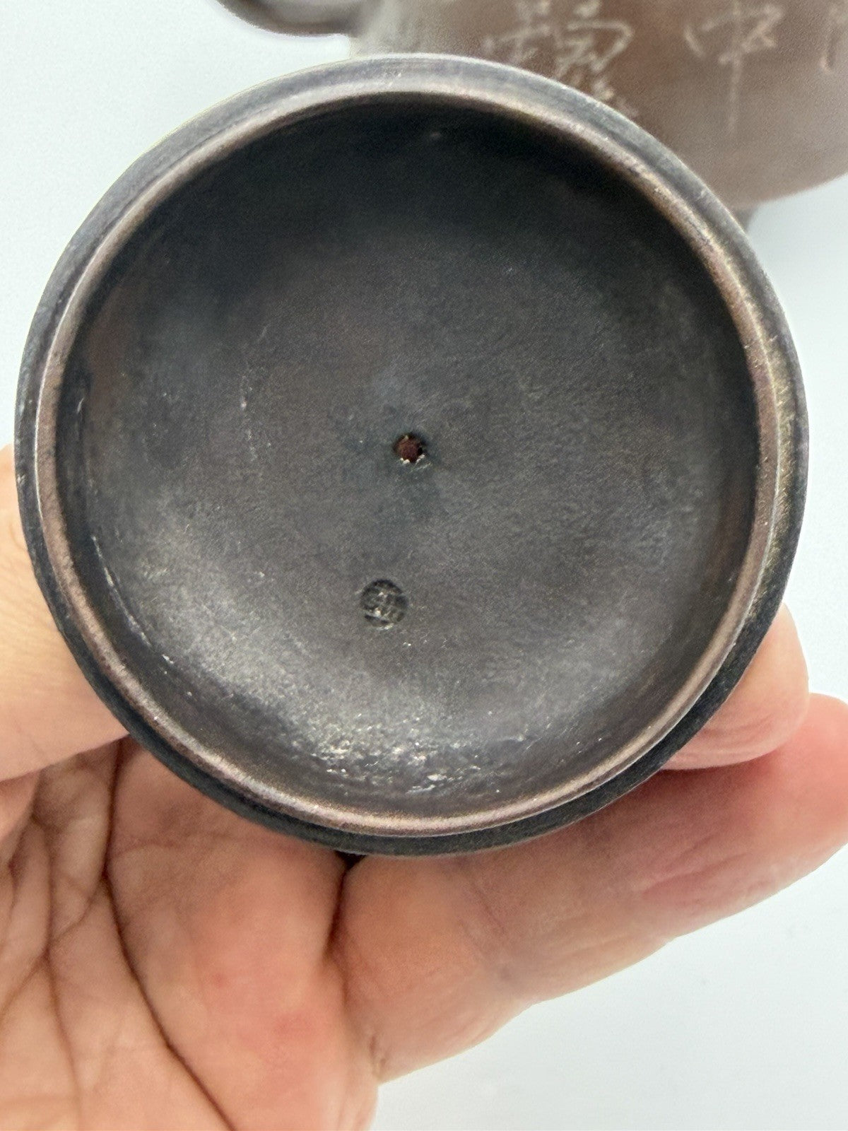 Chinese Yixing Zisha Art Pottery Clay Teapot  Bamboo Sage Engraving Footed