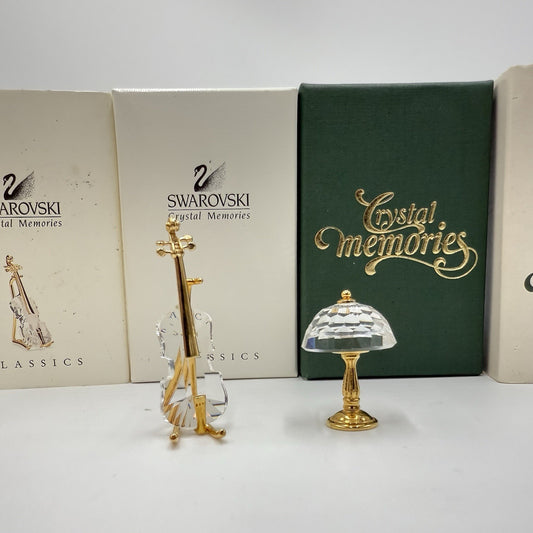 Swarovski Crystal Memories Classics Violin & Lamp Figurines Mini Austria