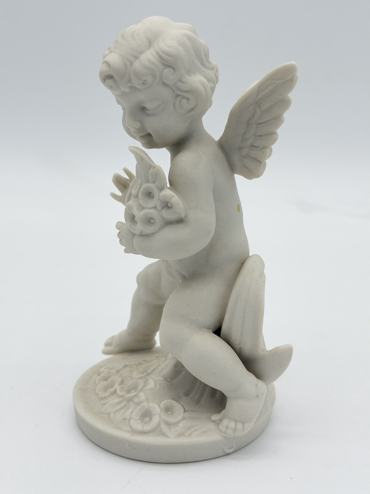Vtg Dresden Germany White Bisque Porcelain Cherub Cherub Angel SPRING Figurine 5