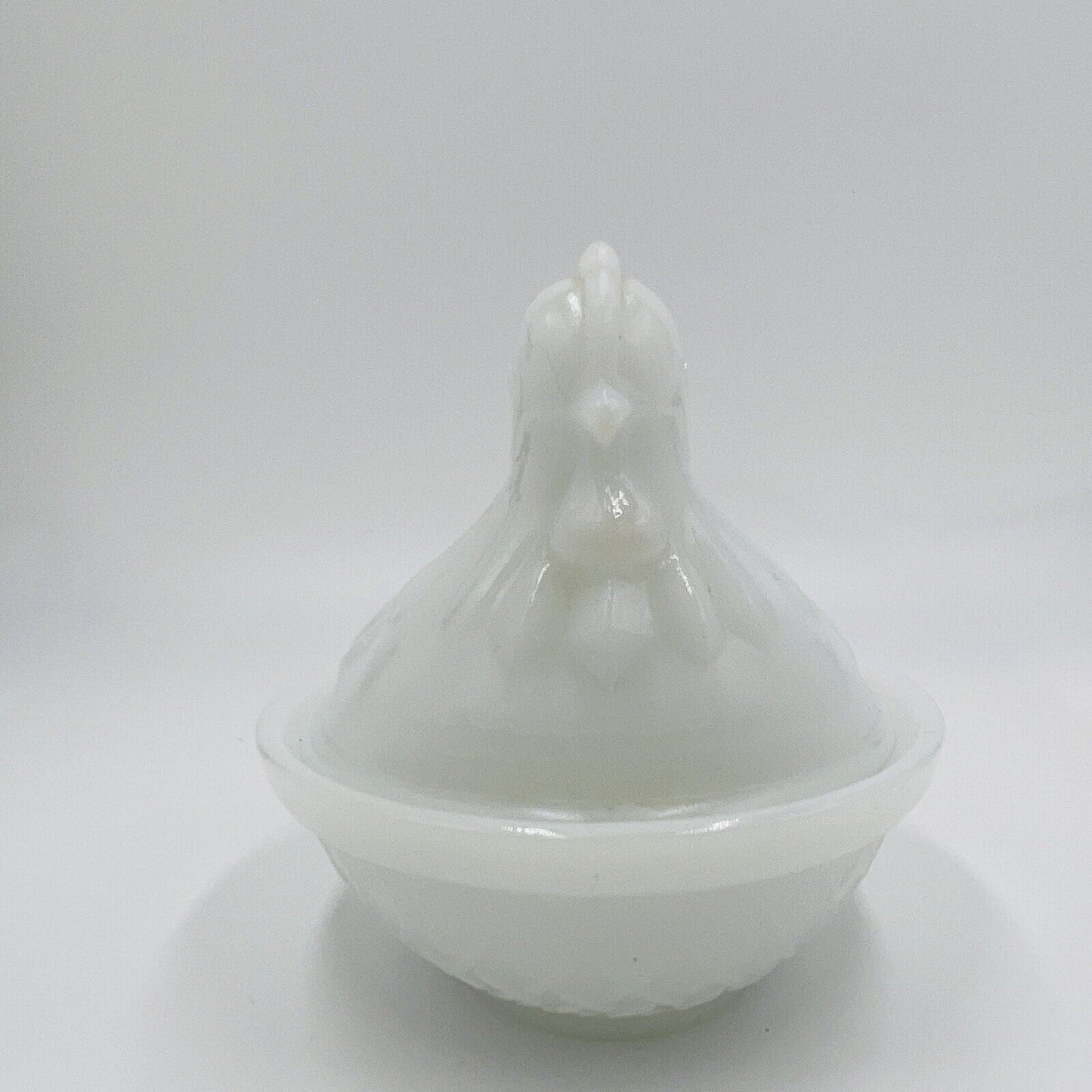 Hazel Atlas  Hen Covered White Milk Glass Nest Covered Dish Vintage Serveware