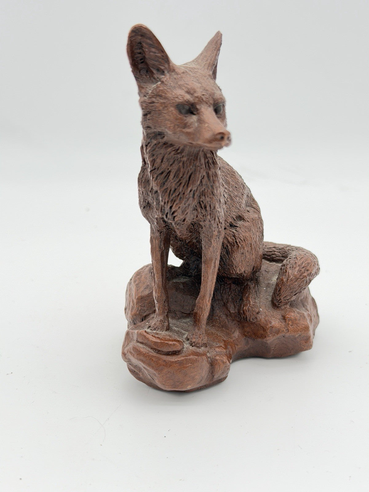 Rare Red Mill MFG Sculptures USA Fox Carved Resin Rustic Figurine 5”