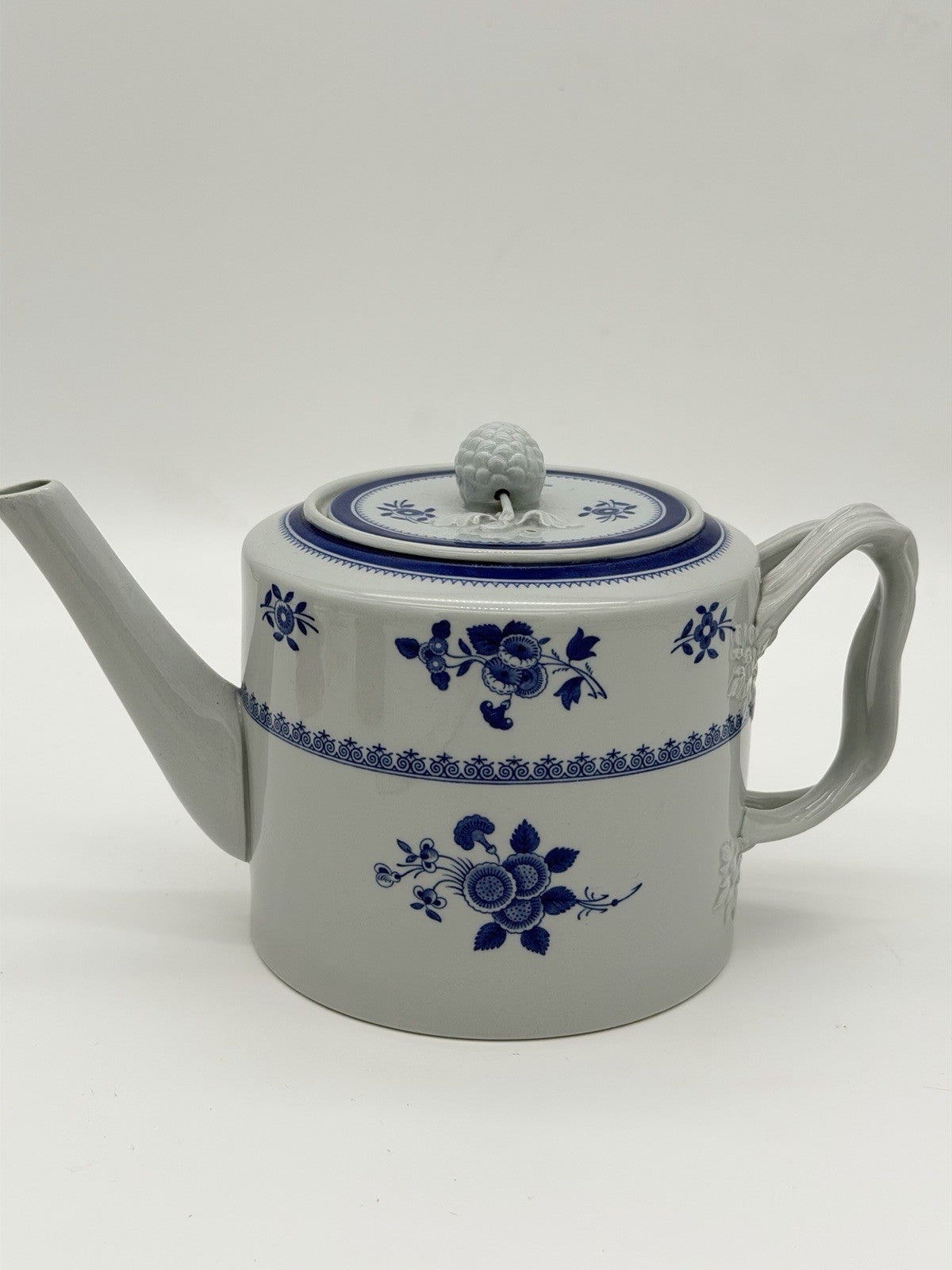 Vintage Spode Blue Gloucester Teapot 5 5/8" high England New Stone Porcelain