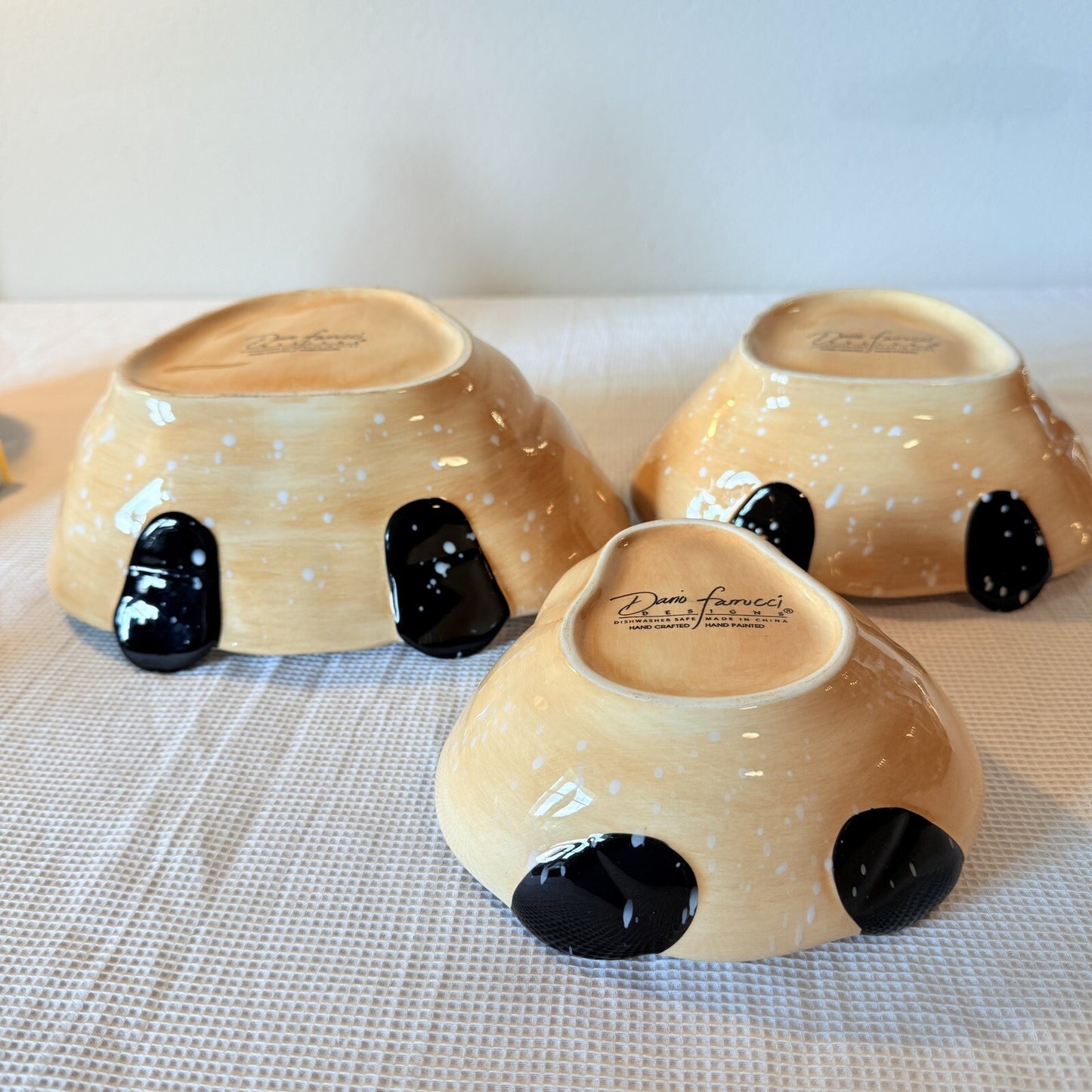 Dario Farrucci Serving Bowl Hand Painted 9" Snowman Family 3 Nesting Holiday Dec