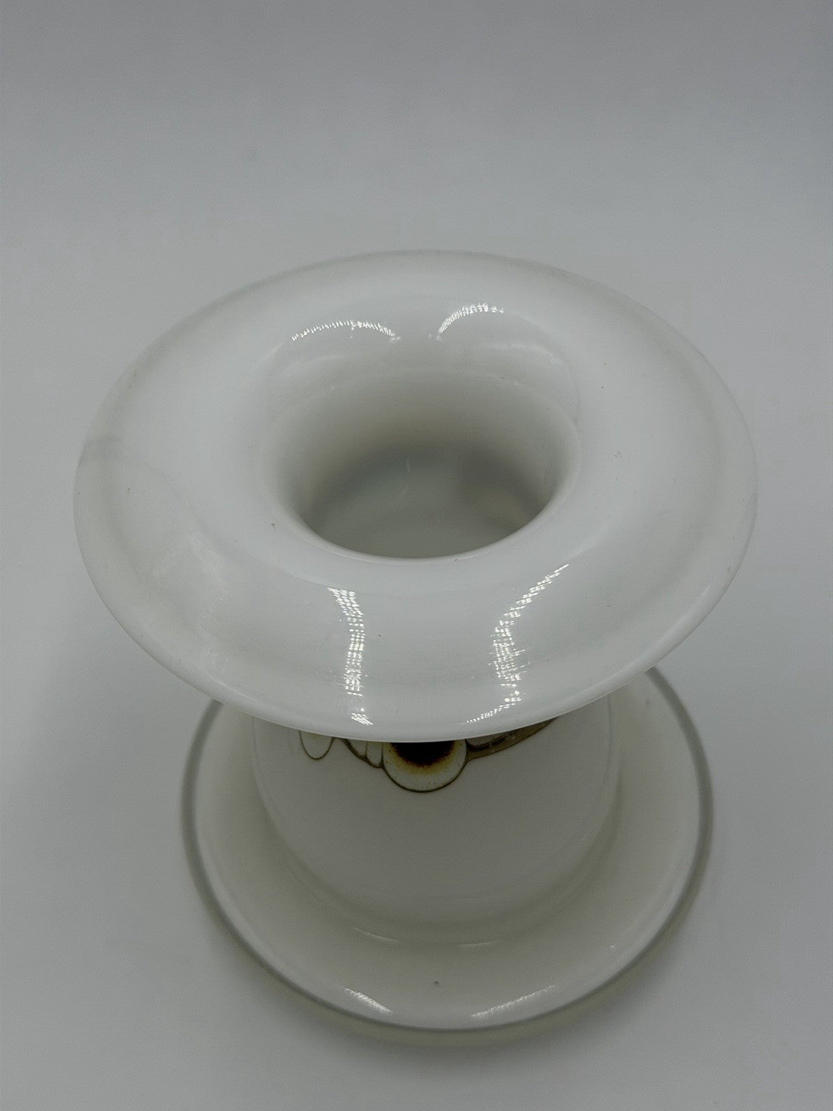 Michael Meilahn Studio art glass vase 1977 signed white drip design Vintage