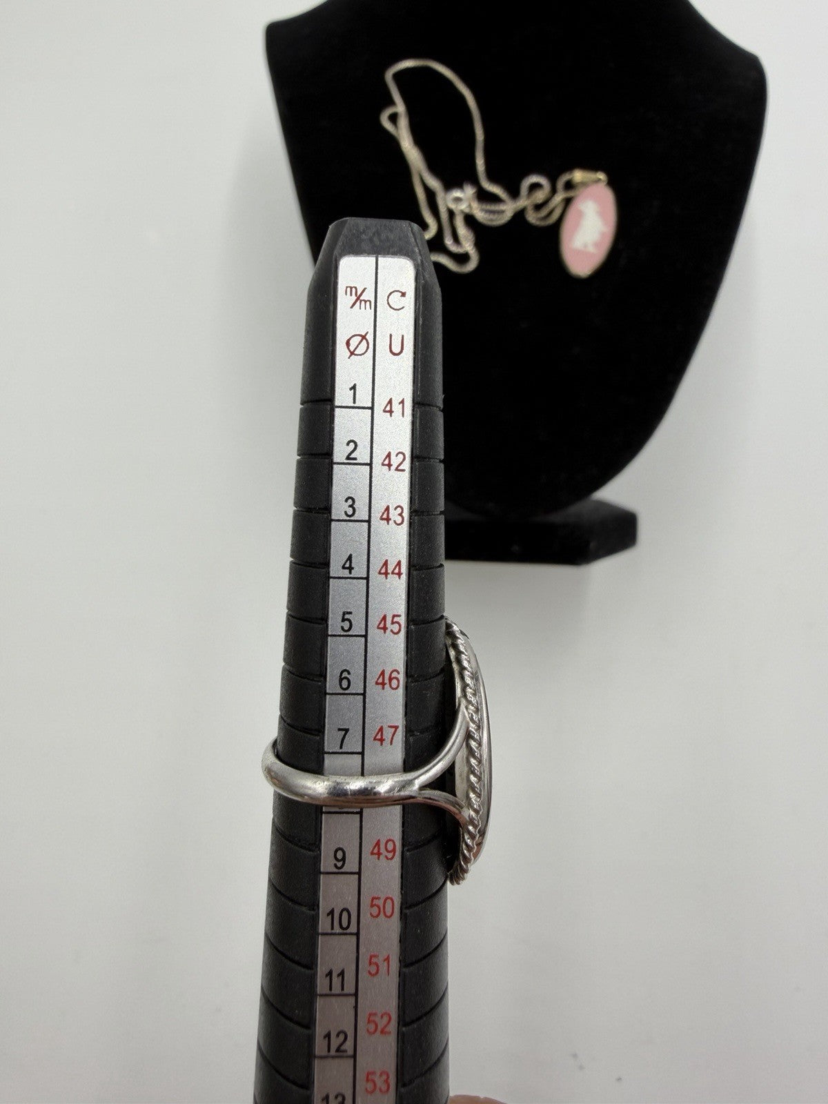 Wedgwood Jasperware Black & Pink Ring Necklace Jewelry Set 2 PCs