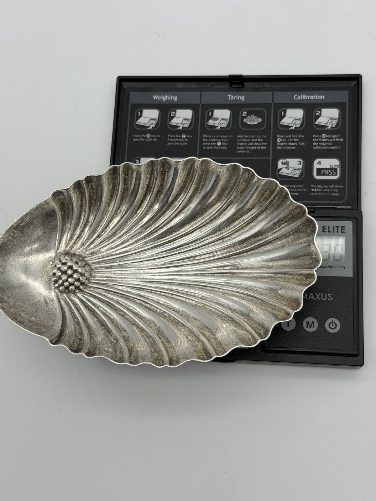 Antique Sterling silver  Manchester scallop shell bonbon candy bowl Dish Tray