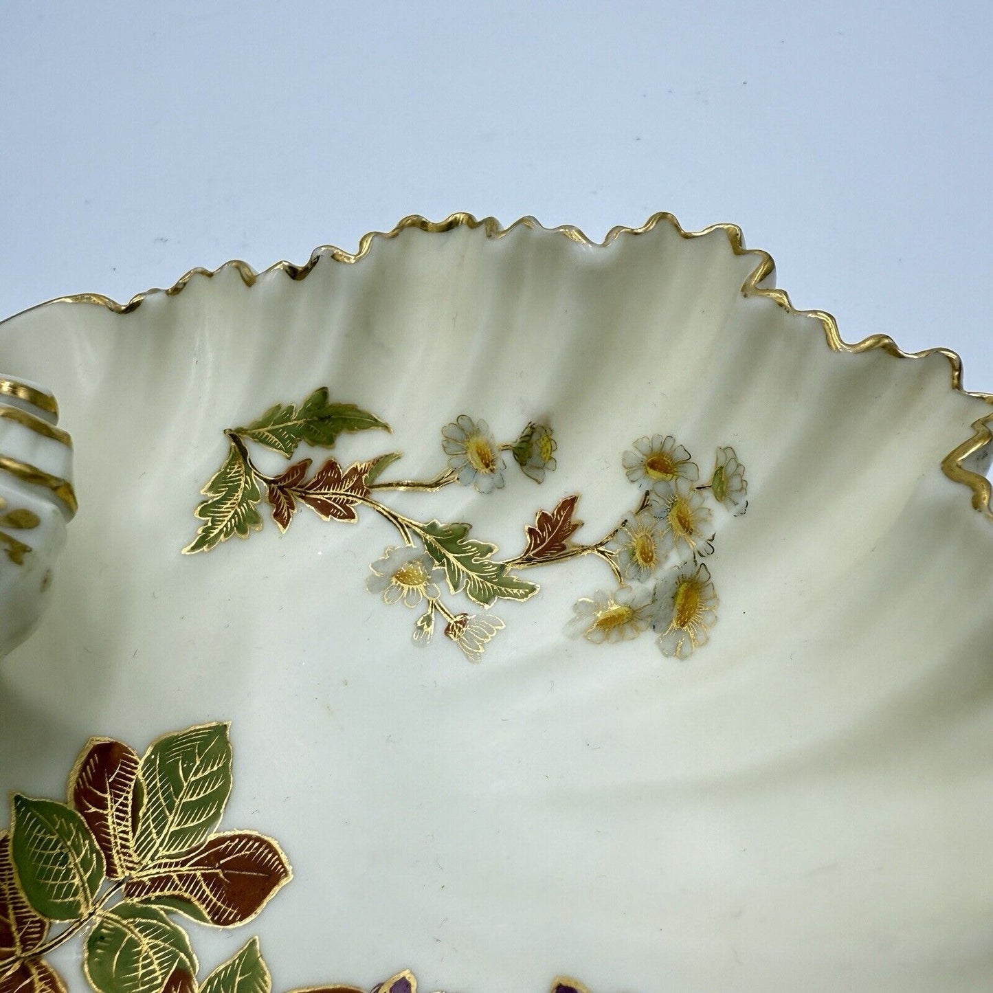 Royal Worcester Shell Bowl Trinket Tray 1896 Blush Ivory Color Antique Floral