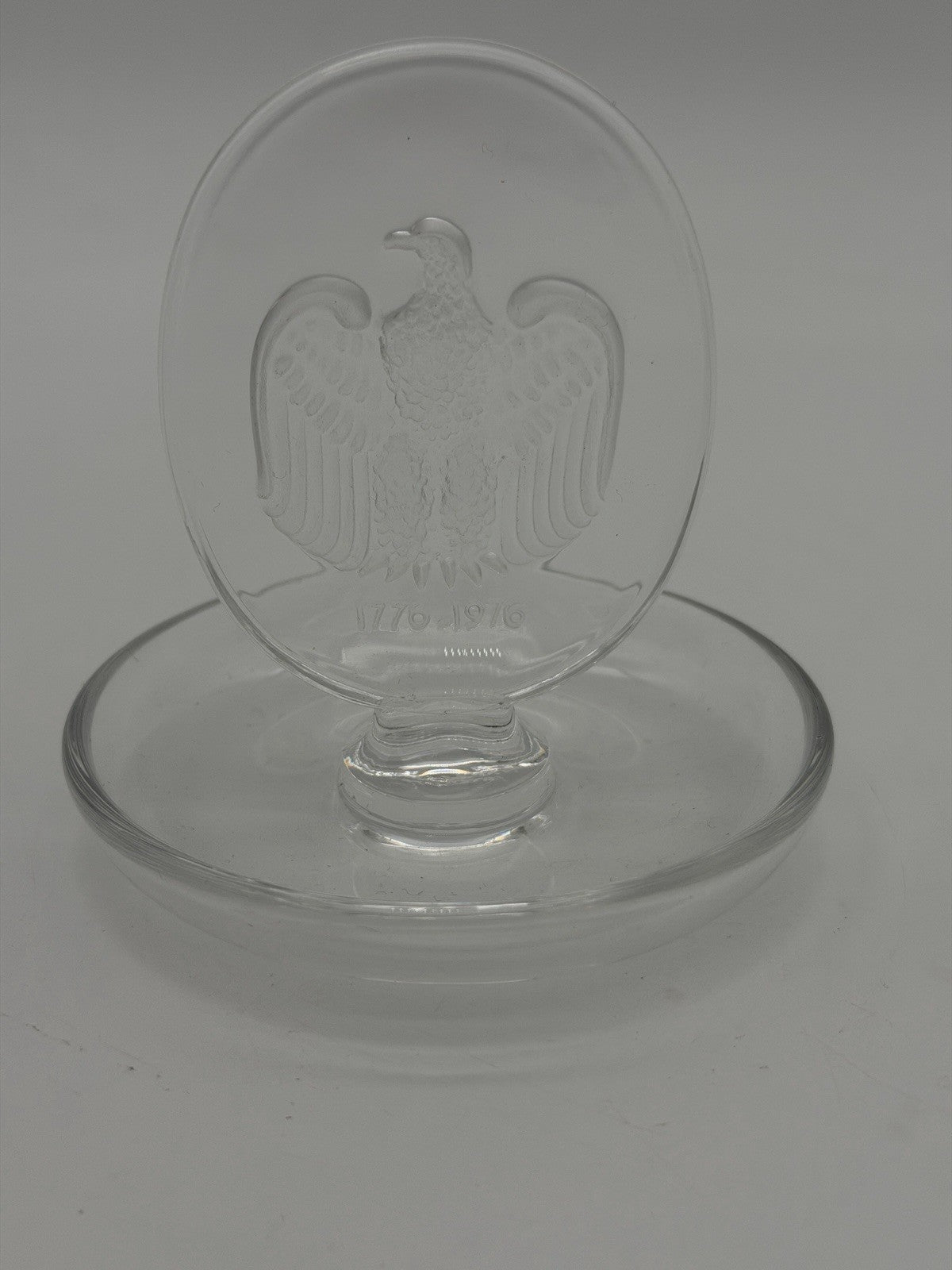 Lalique Crystal France 1976 Eagle Ring Holder Etched Vintage Jewelry Display
