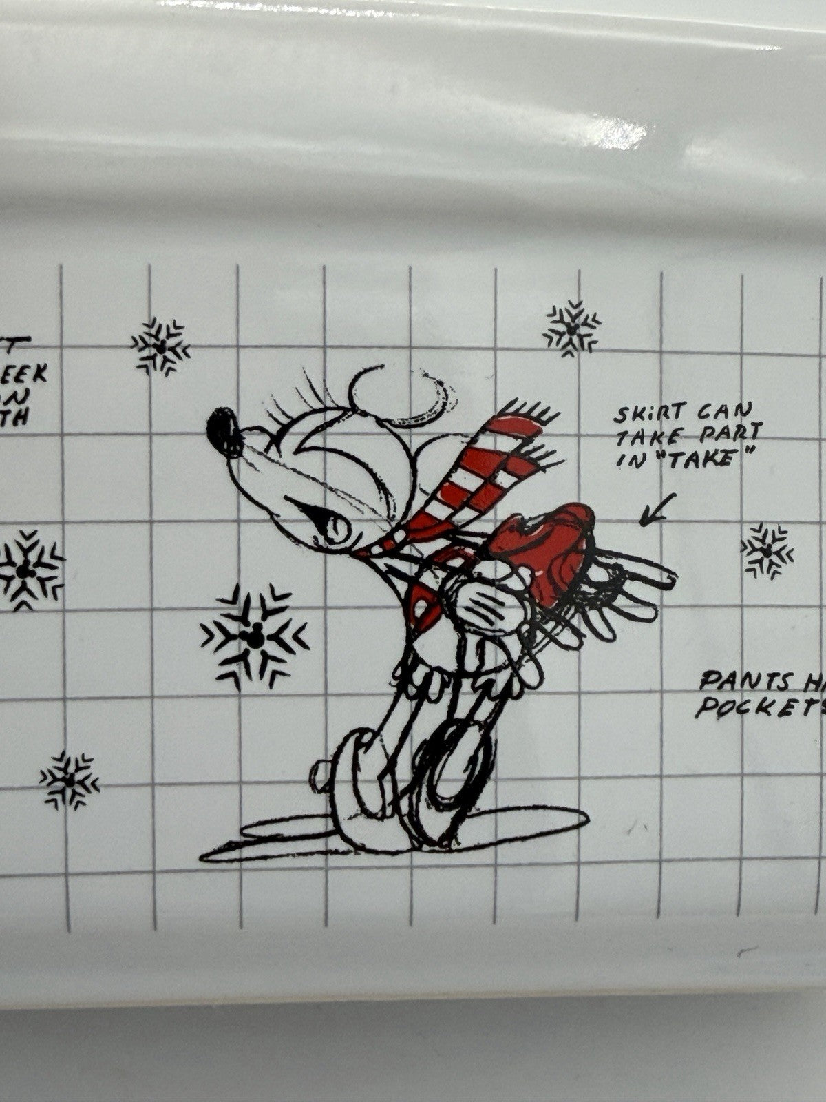 Disney Mickey Minnie Mouse Christmas Sketchbook Loaf Pan Bowl Porcelain