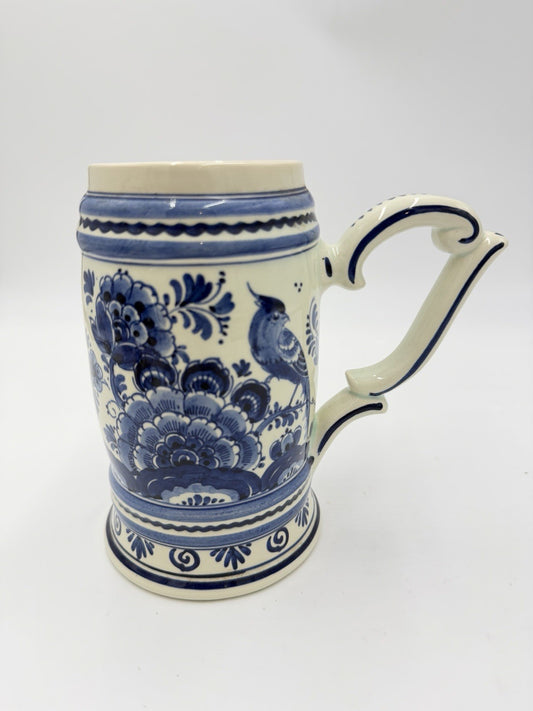 Delft Blauw Dutch Blue Pottery Ceramic hand painted Holland beer mug Vintage