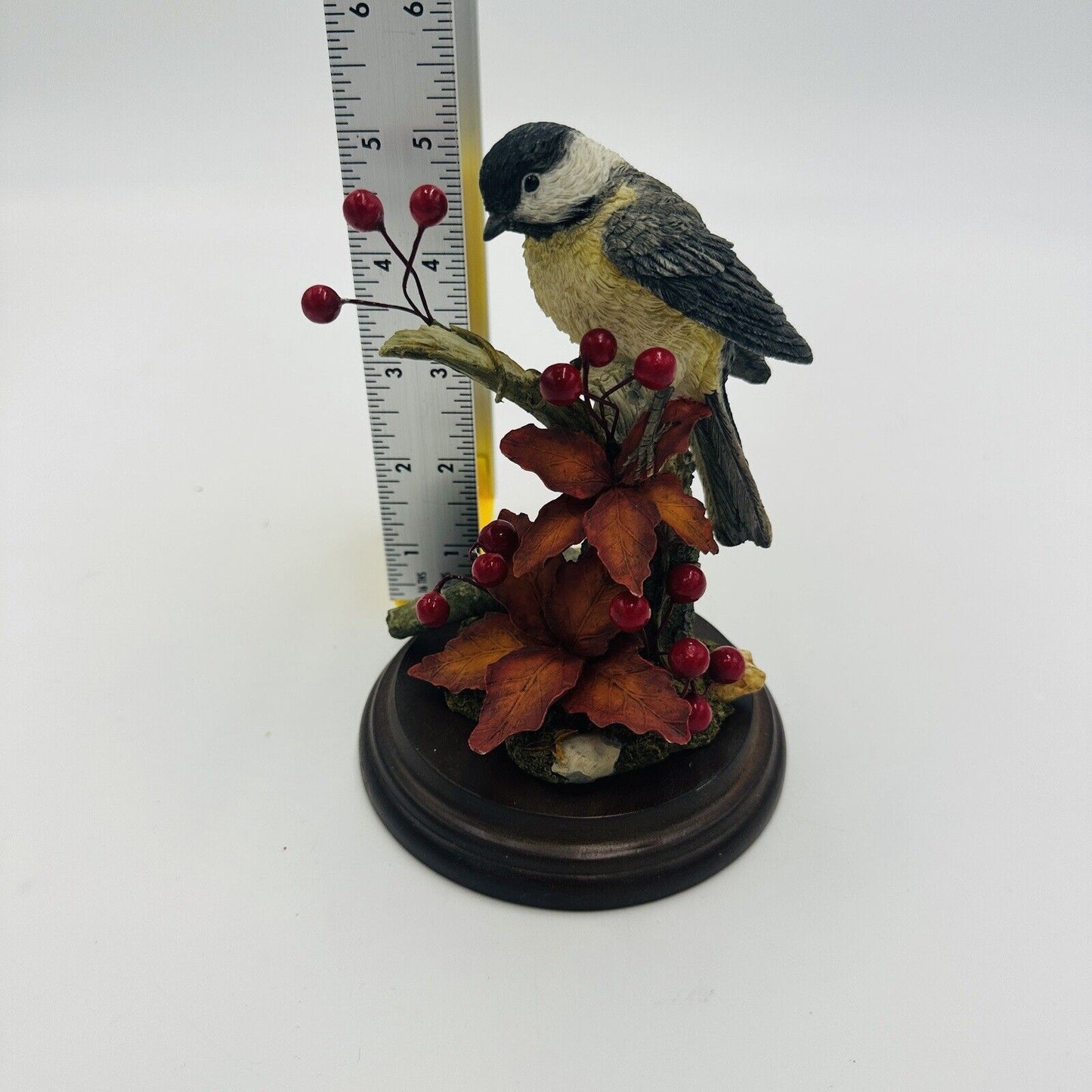 Country Artists Chickadee W Berries Figurine Signed Hand Painted 01700 B Capped