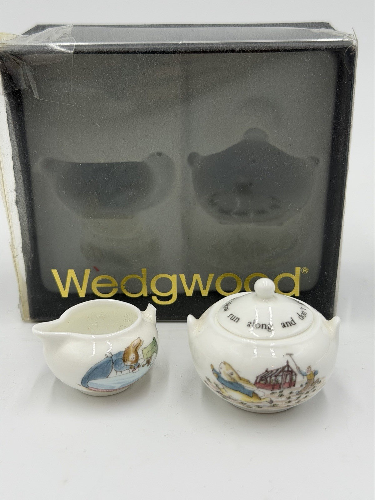 Wedgwood Porcelain Peter Rabbit Beatrix Potter Mini Creamer & Sugar Dollhouse