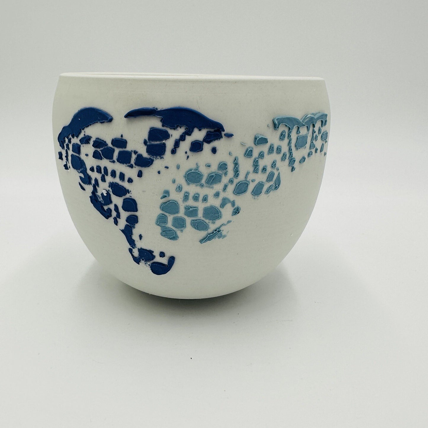 Danish Bowl Pottery Ceramic 1970s White Blue Collection Serveware