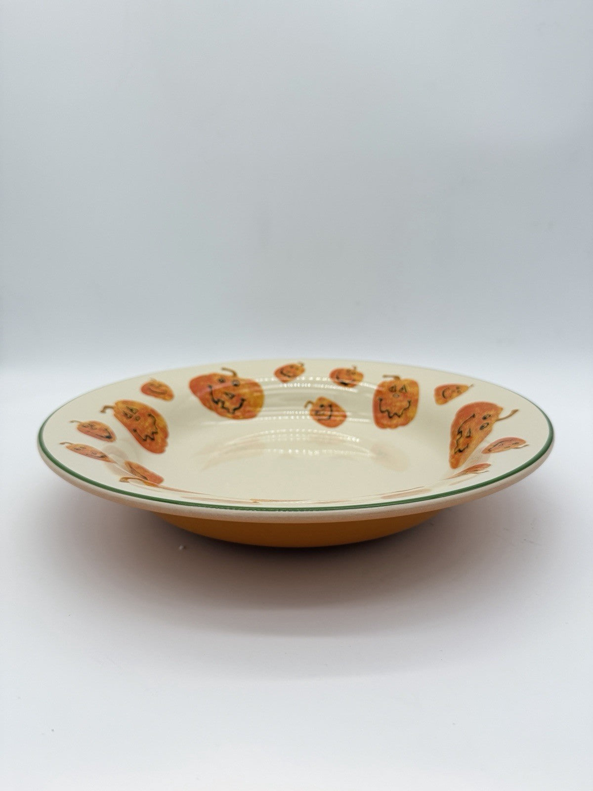 Longaberger Pottery Pumpkin Faces Happy Halloween Treats Large Bowl