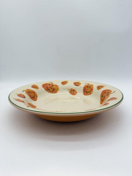 Longaberger Pottery Pumpkin Faces Happy Halloween Treats Large Bowl