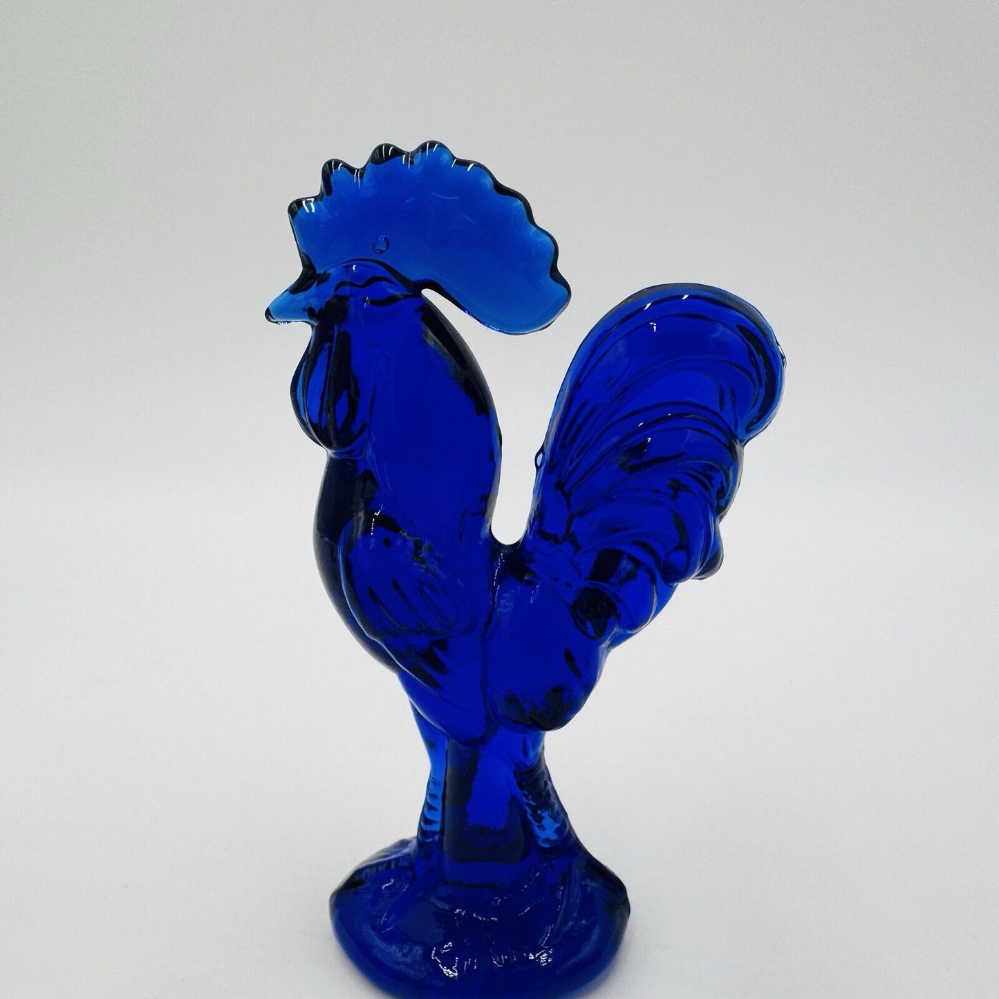 Westmoreland Art Glass Cobalt Blue Rooster Figurine 4” Vintage MCM