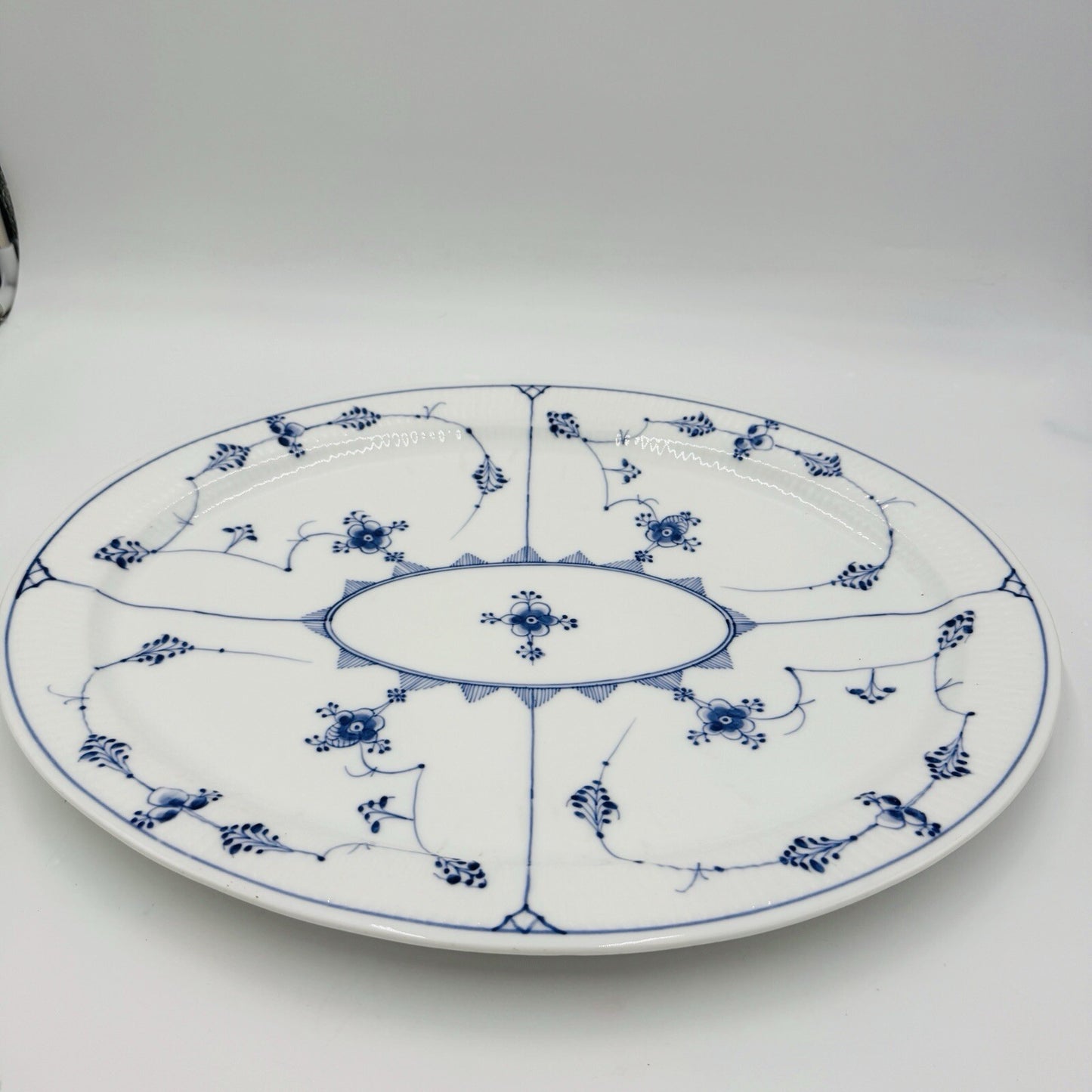 Antique Royal Copenhagen Blue Fluted Plain Large 18in Oval Platter #348 Rare