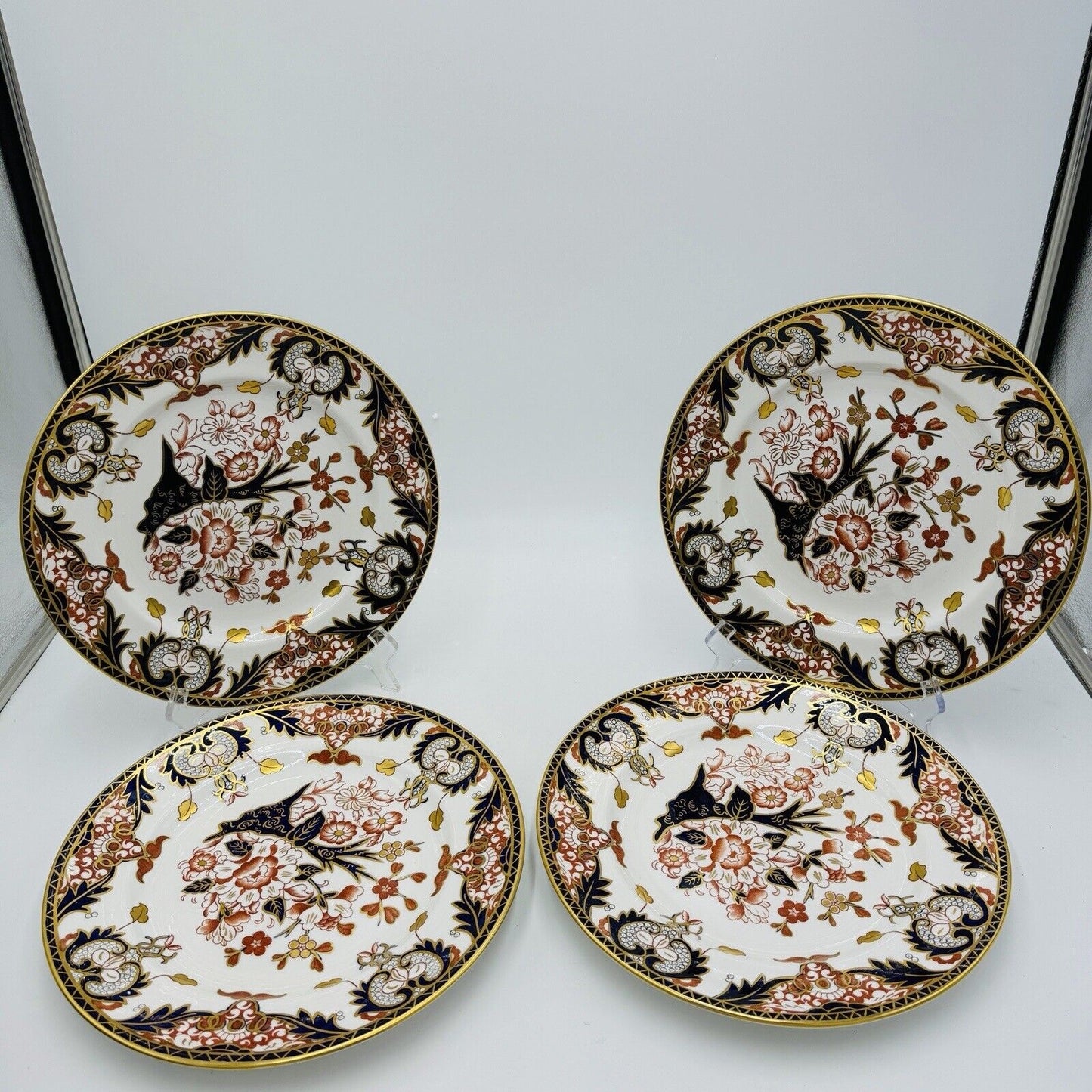 Antique Royal Crown Derby King's Of Old Japan 383 Pattern Dinner Plates 4 Pieces