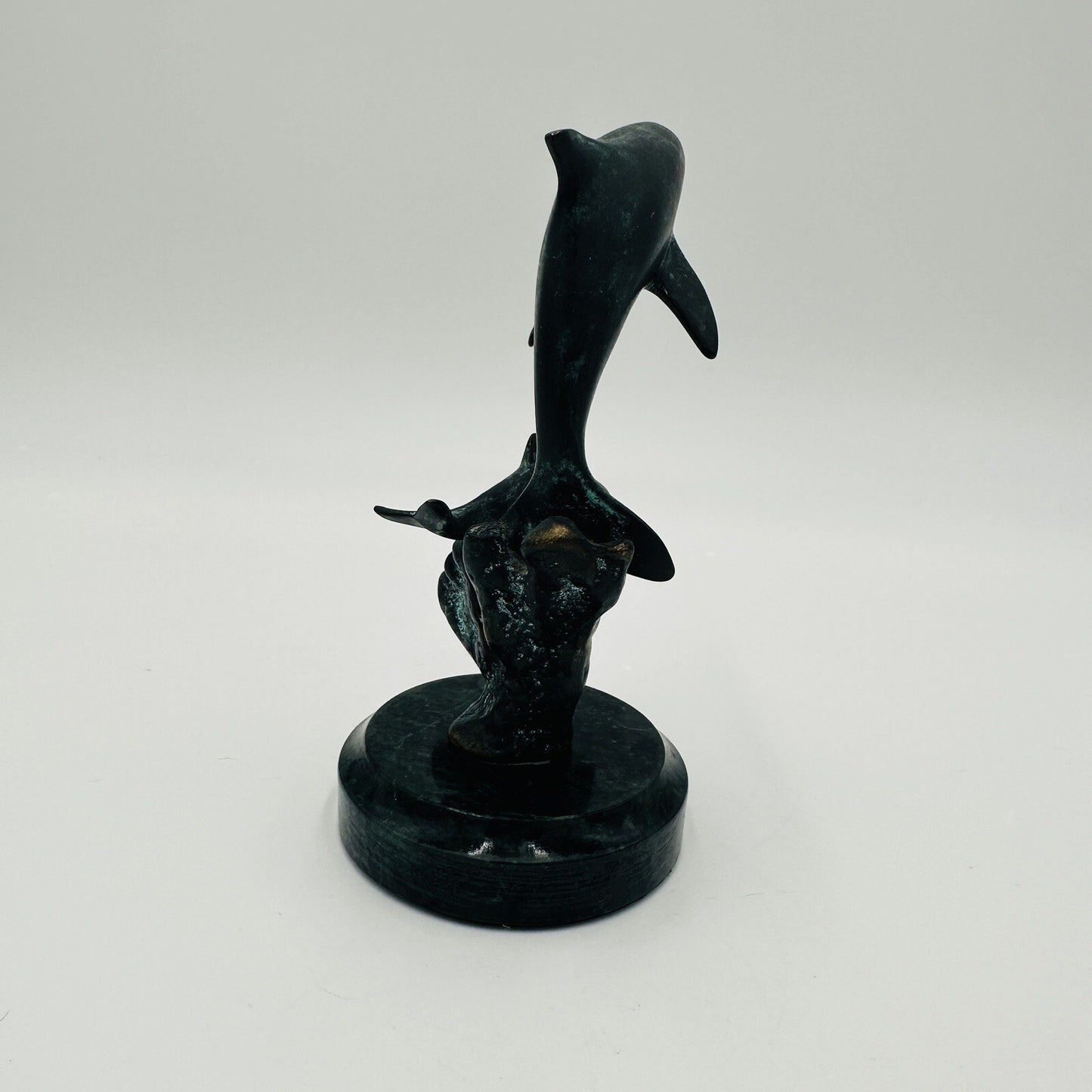 SPI Gallery Handmade Brass And Marble Double Dolphin Art Sculpture Ocean