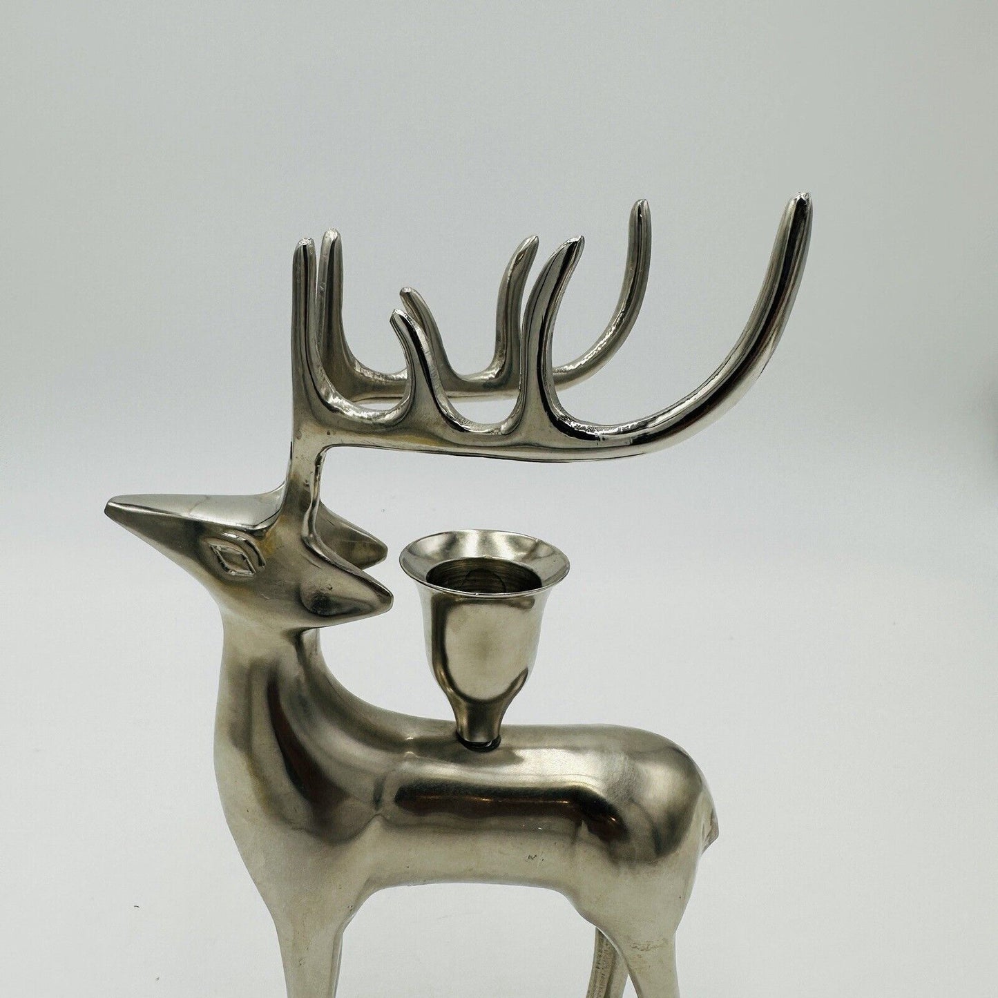 Pottery Barn Reindeer Candle Holders Vintage Silver Plated Seasonal Stag Taper