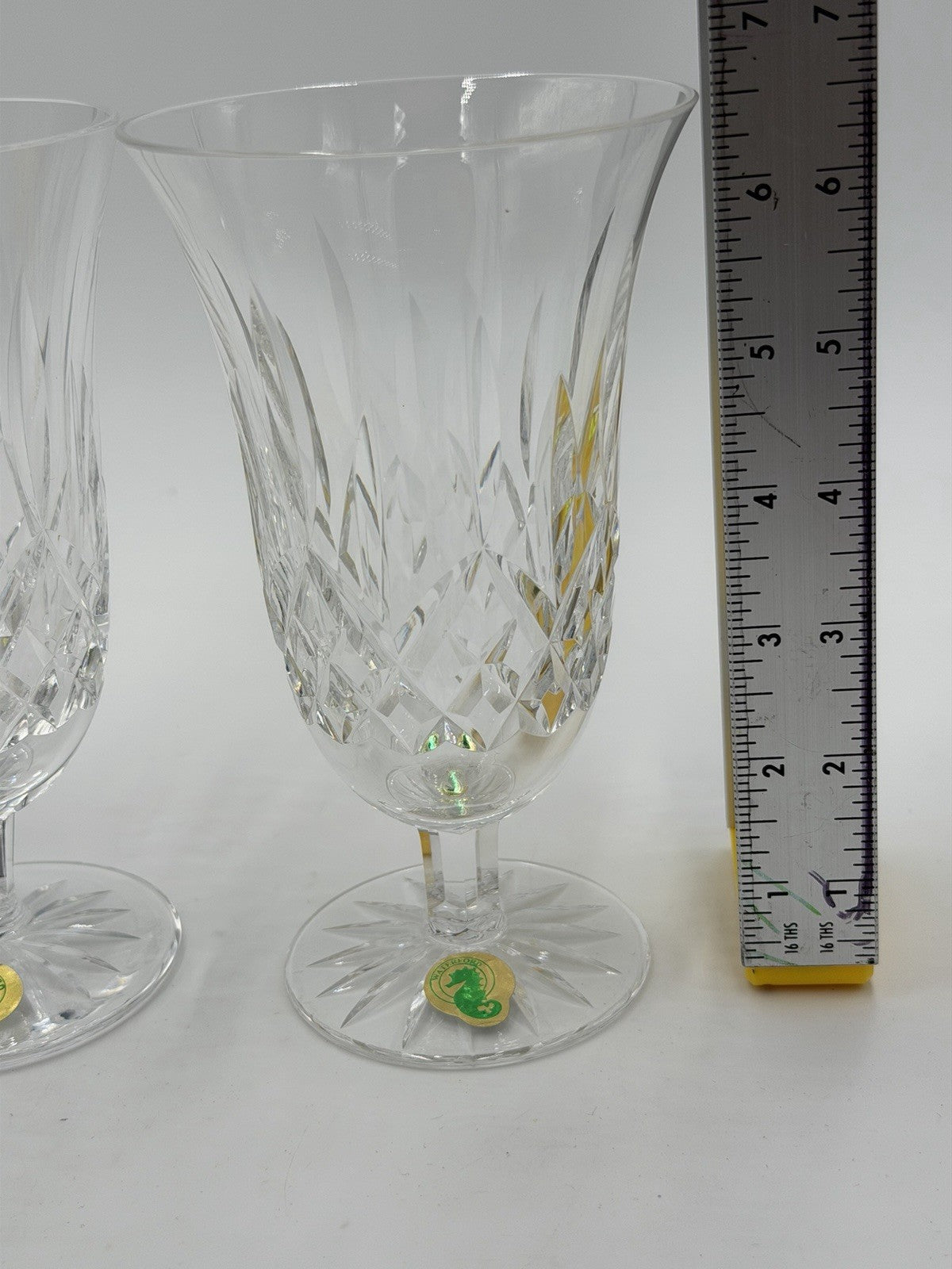 2 Waterford Crystal Lismore Iced Tea Stemmed Drinking Glasses 6.5”H Set