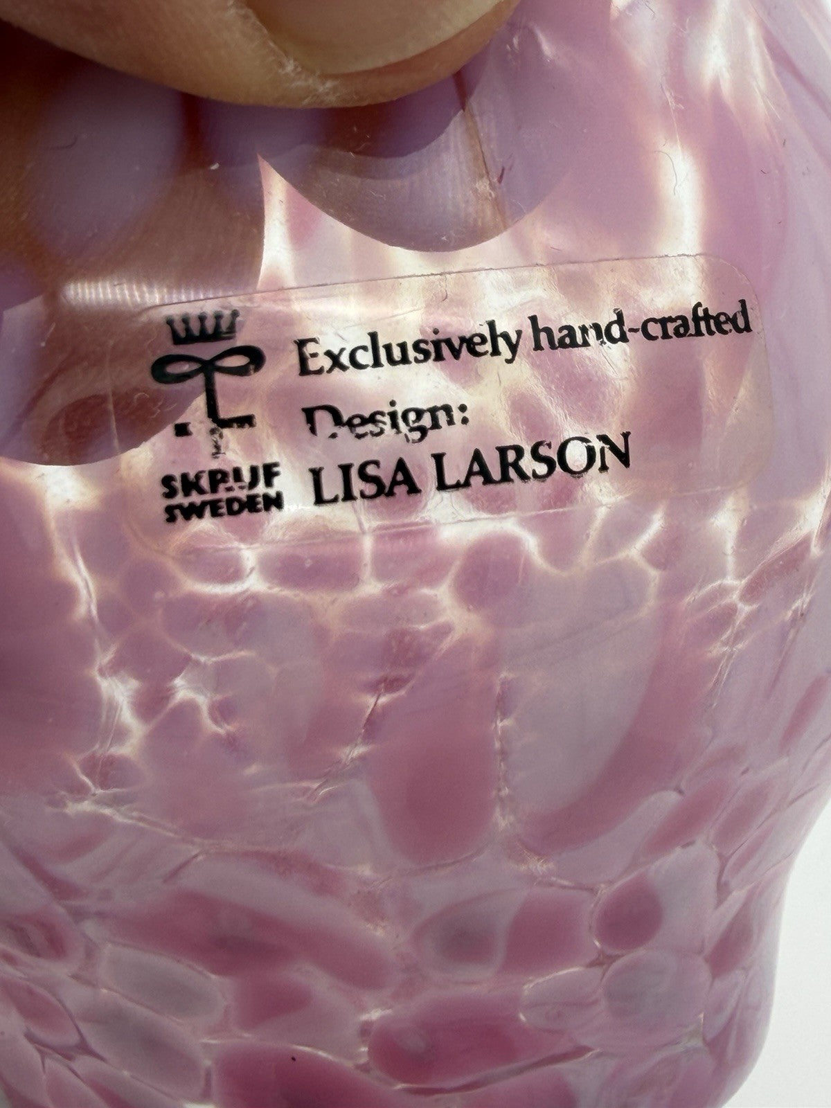 Lisa Larson Art Glass Pink Tea Light Votive Candle Holder Skruf Sweden Vintage