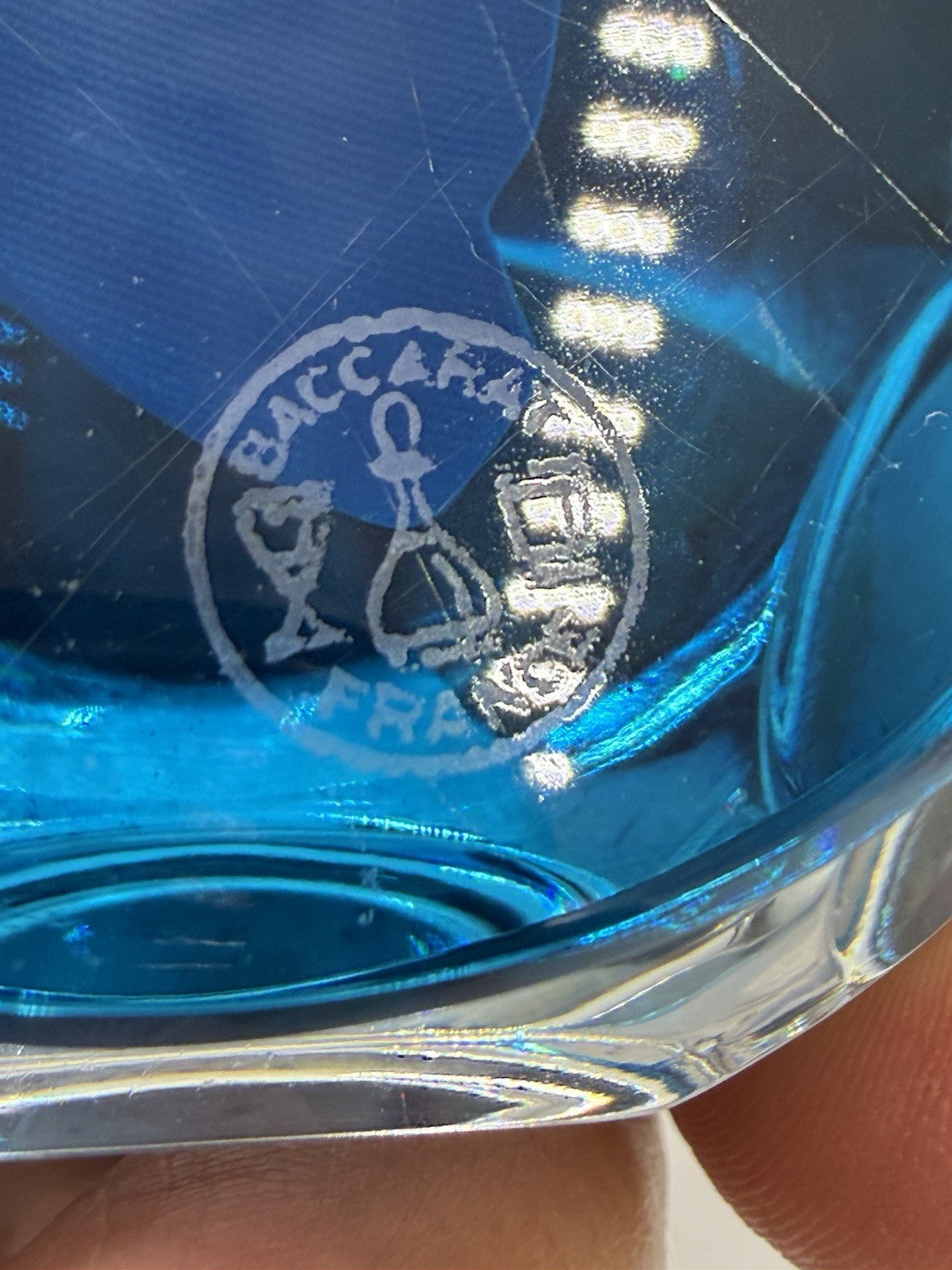 Baccarat Crystal France Blue Cut WOODROW WILSON Sulphide Paperweight Faceted