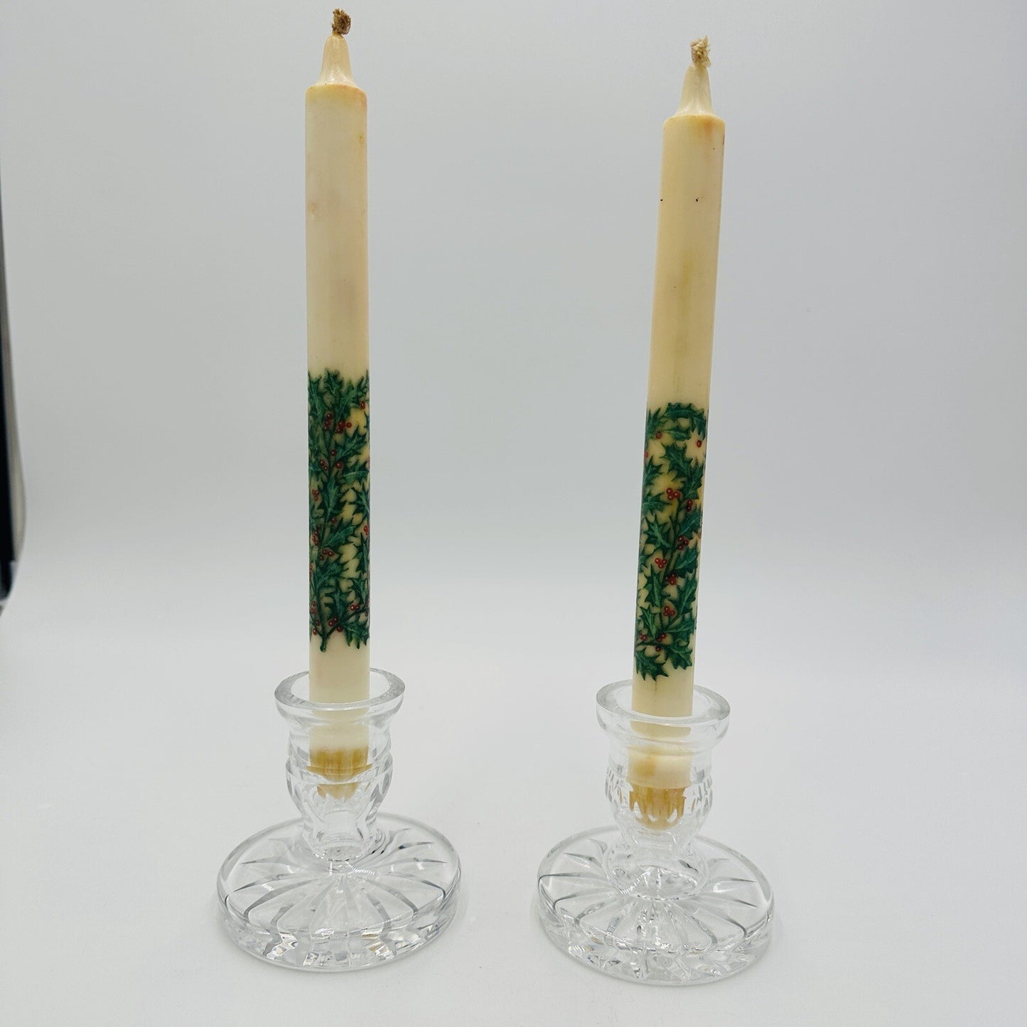 Waterford Candlesticks Blarney Crystal Pair 3.5inW × 3.5inD × 4inH Vintage