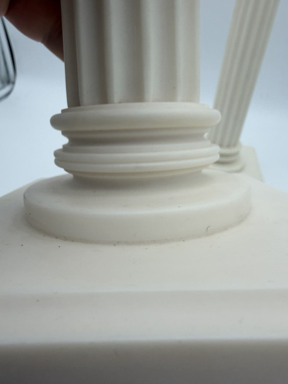 2 Alabaster Carved Roman Columns Corinthian  Sculpture Candle Holders 15.5”x5”