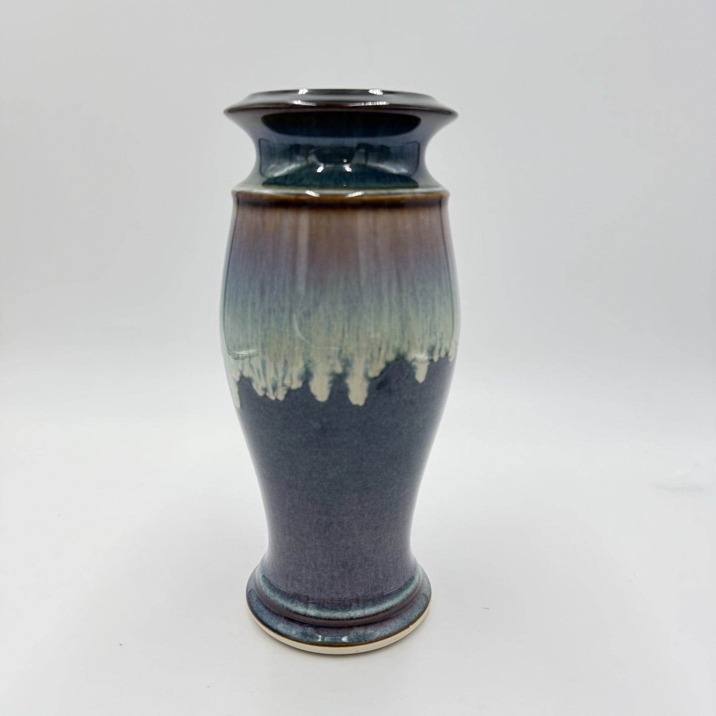 Vintage Bill Campbell Studio Art Pottery Crystalline Drip Glazed 9.5” Urn Vase