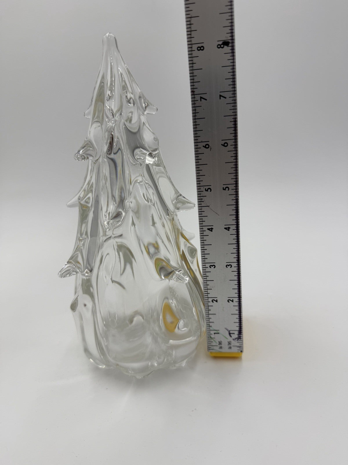 Anchor Bend Art Glass Clear Hand Blown Signed Christmas Tree 8.5" Tall Decor