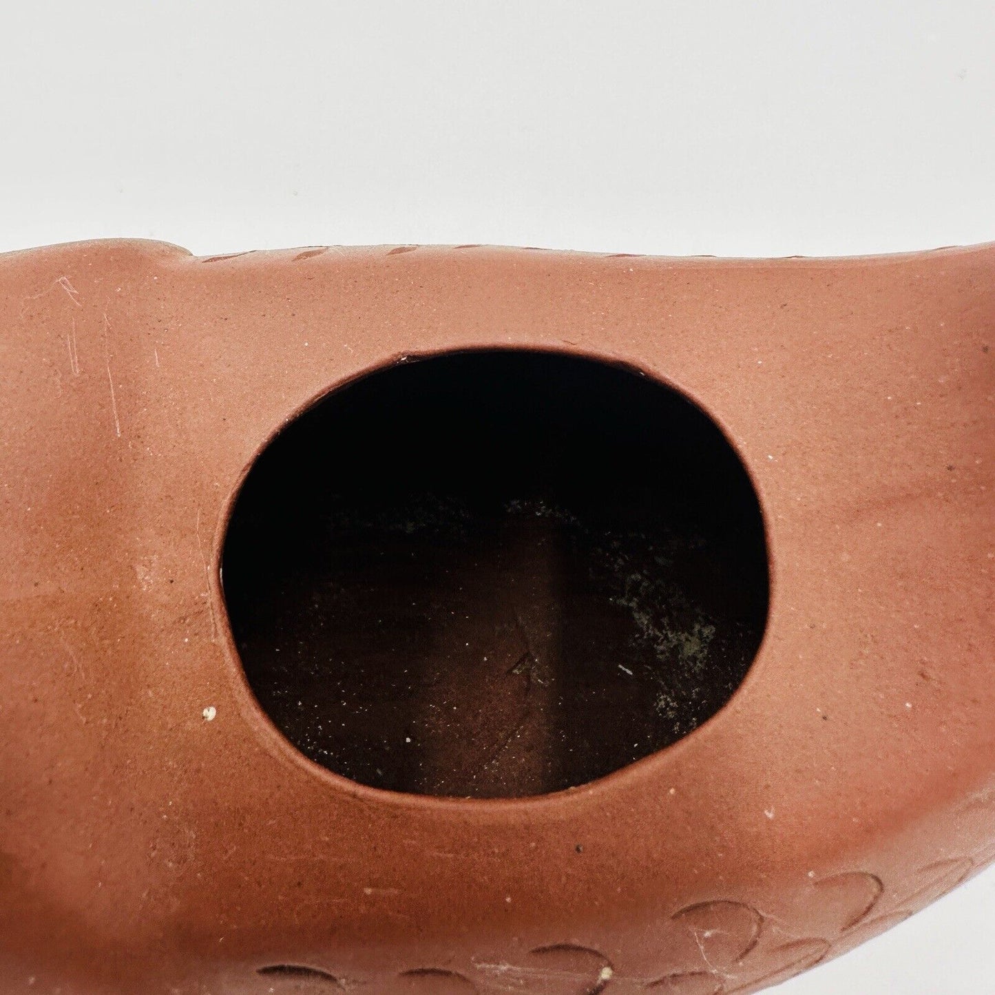 Chinese Pottery Terracotta Yixing Zisha Clay Fish Candle Holder Vase Home Decor