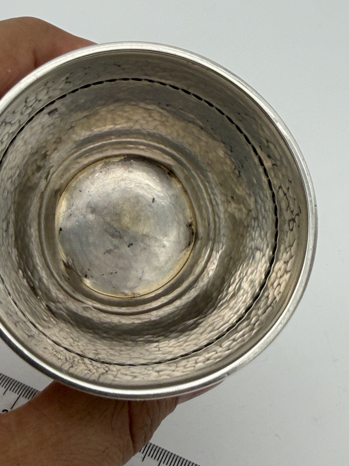 Antique Sterling Silver Hammered sterling silver Kiddush cup 3.5”H