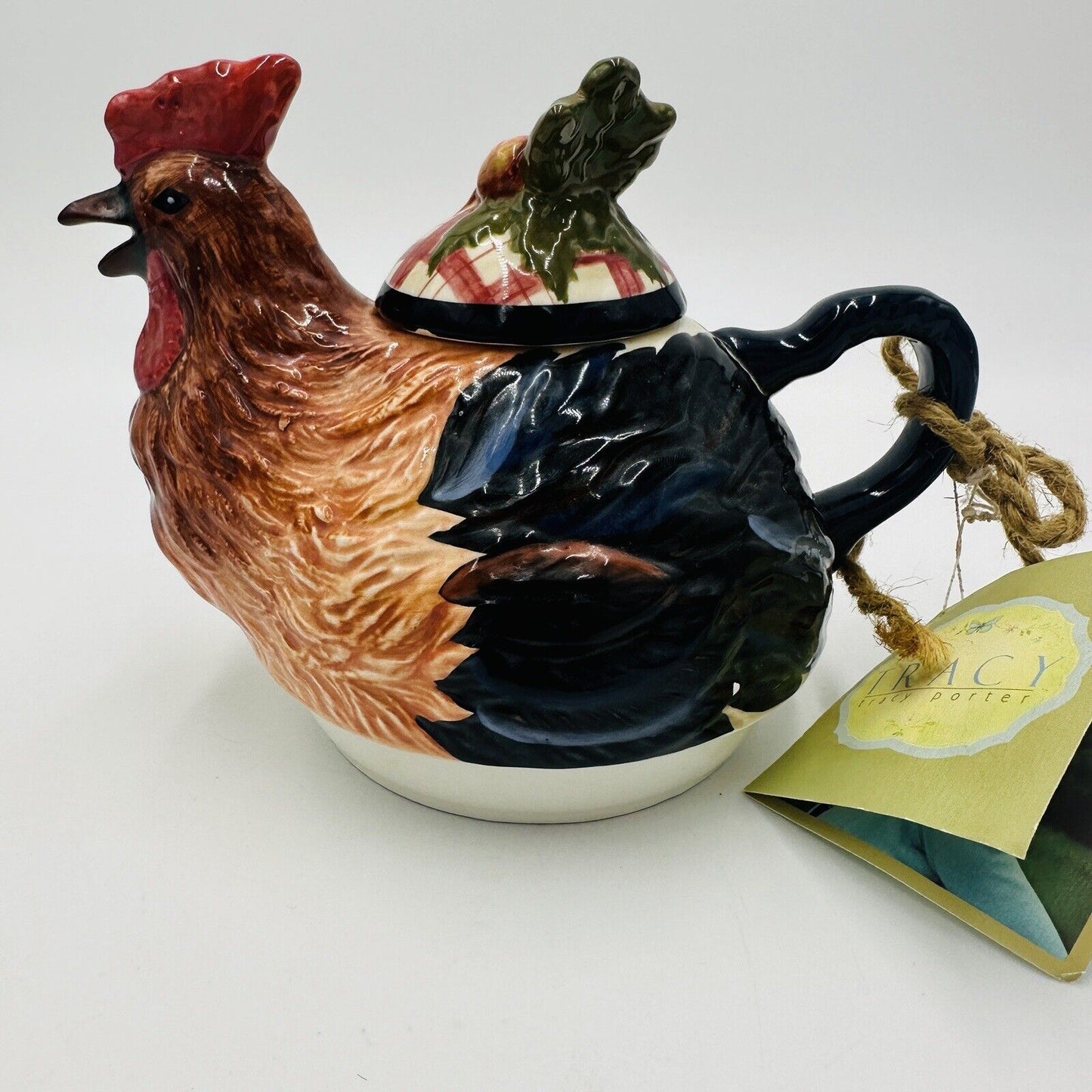 Tracy Porter Stoneware Rooster & Carrots Tea Pot 5in Stonehouse Farm Collectio