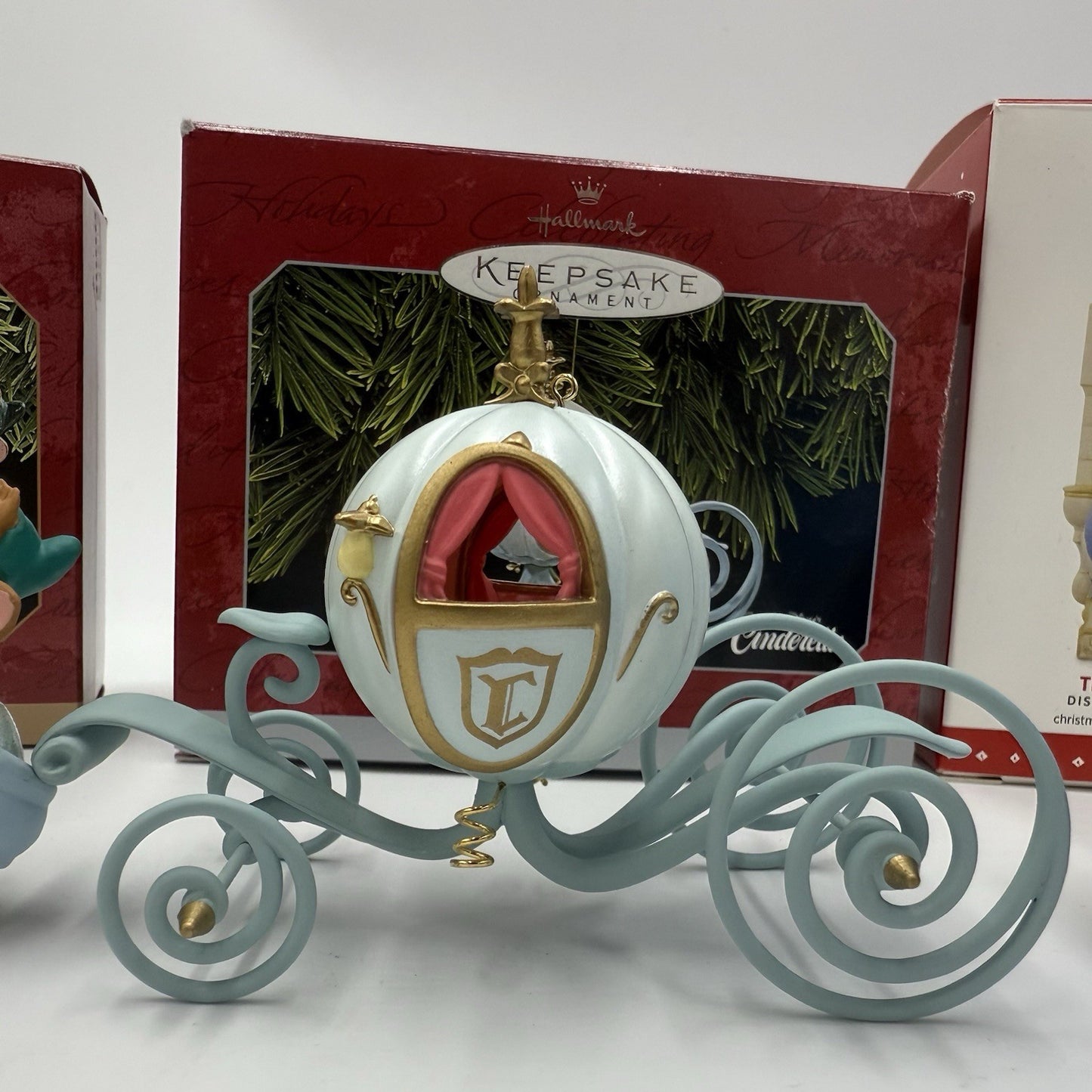 Hallmark Disney Cinderella Slipper Gus & Jaq Coach Ornaments Set 4 PCs