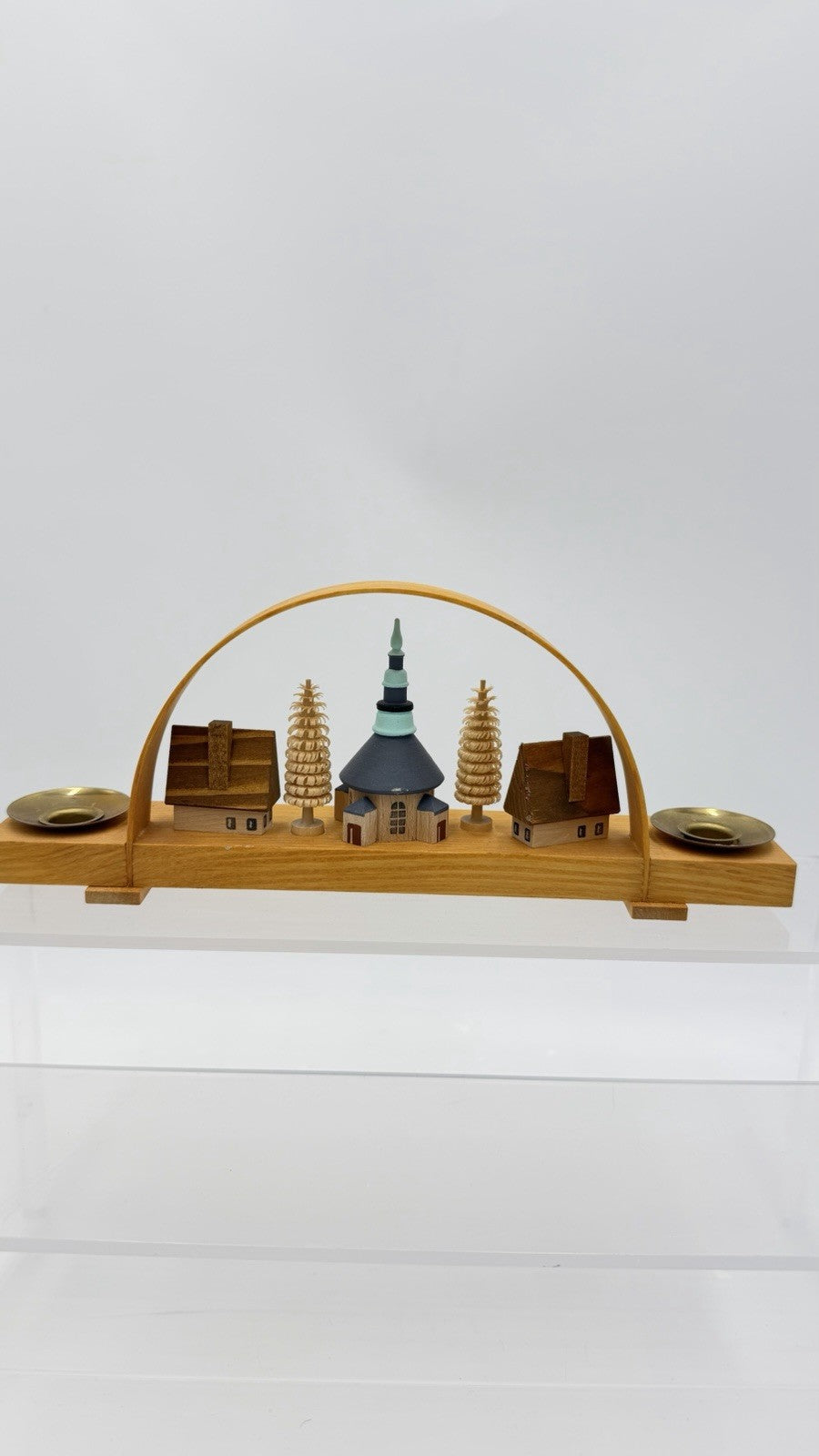 VTG Folk Art Wooden German Christmas Erzgebirge Schwibbogen Candle Holder Arch