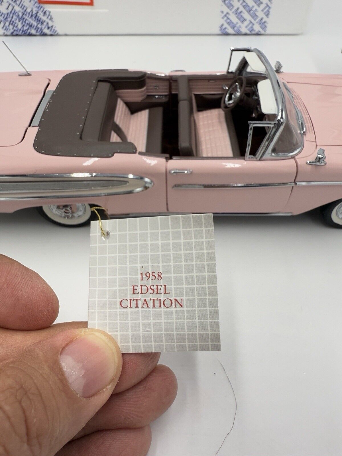 Franklin mint 1958 Ford Edsel Citation convertible 1:24 scale diecast Pink New