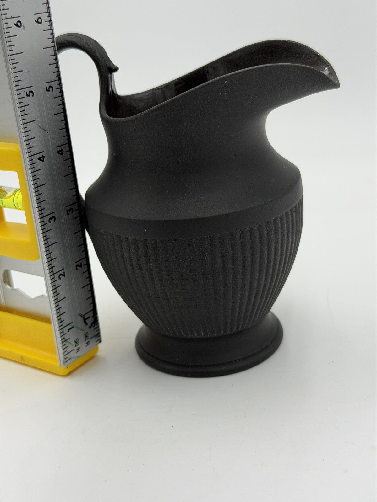 Wedgwood Black Basalt Antique Shape Fluted Creamer Pitcher 5.5”HAntique 19th C