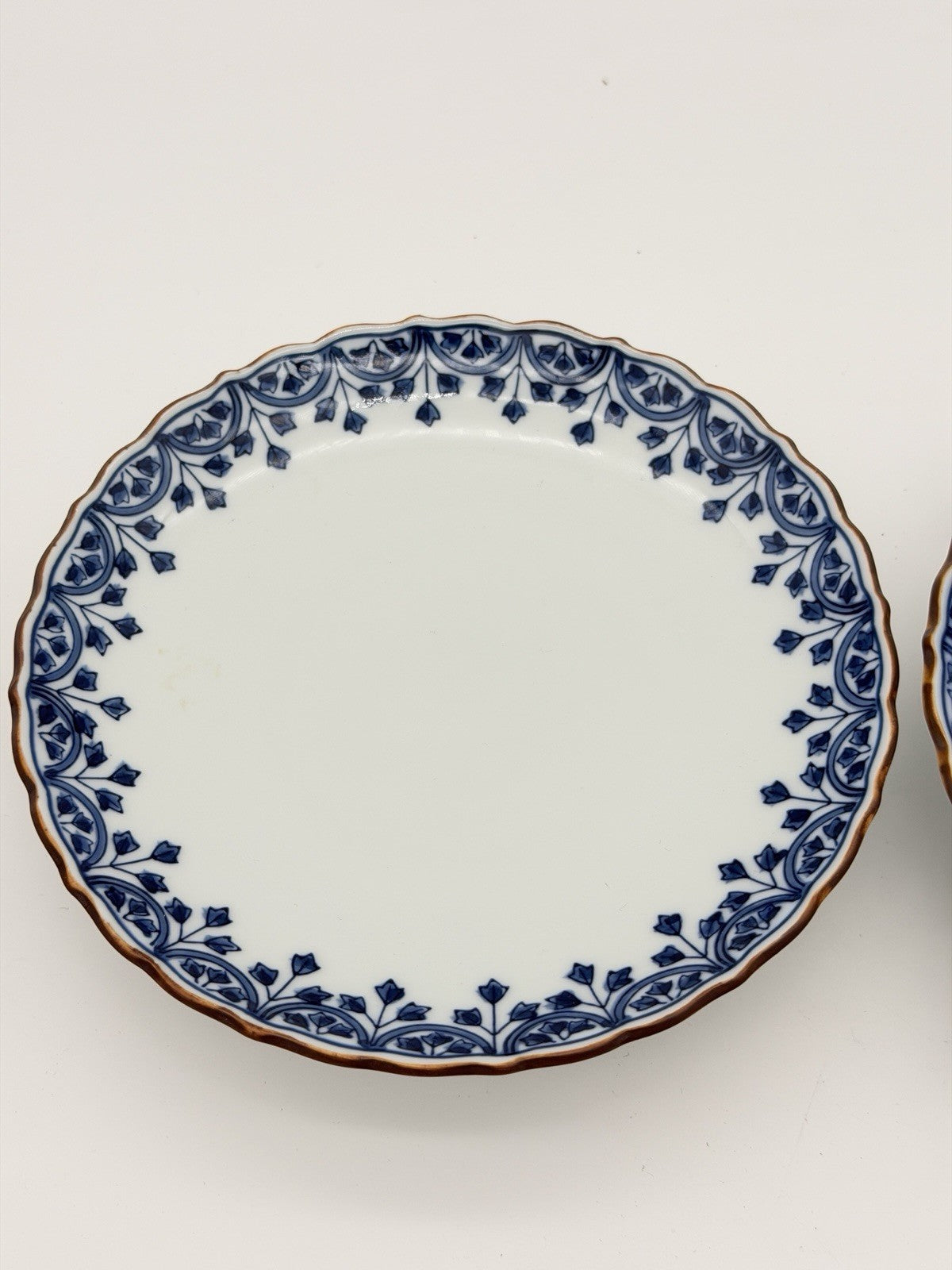 Antique Arita Japan Porcelain Blue /white Pedestal Painted Footed Serving Dish