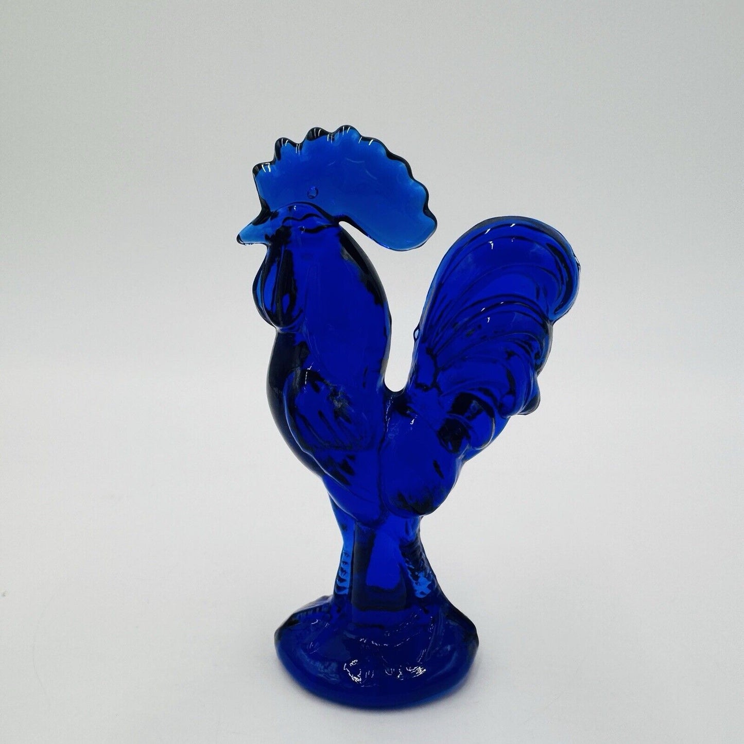 Westmoreland Art Glass Cobalt Blue Rooster Figurine 4” Vintage MCM