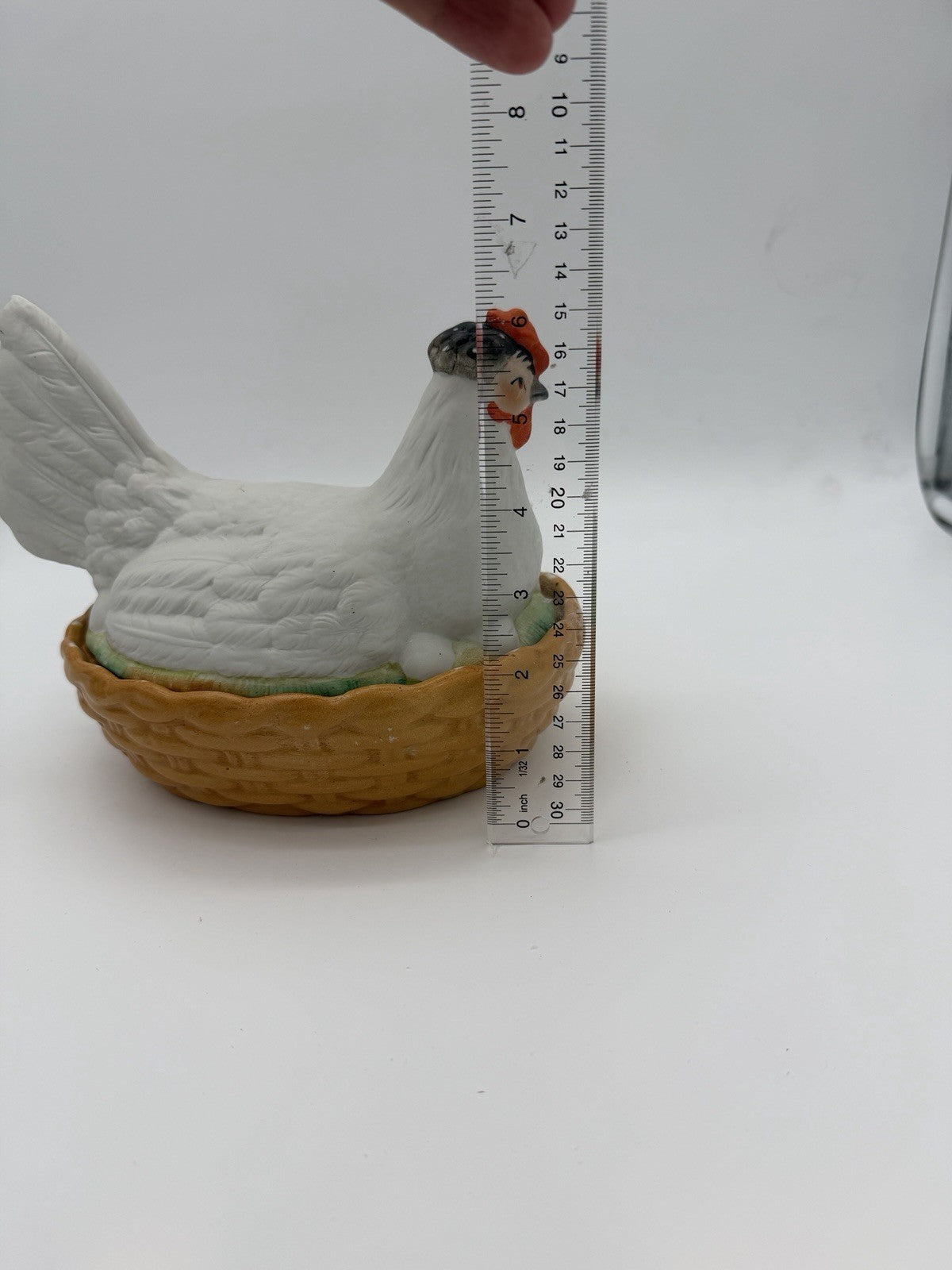 Antique Staffordshire Bisque Porcelain Hen Chicken on Nest Bowl Box Eggs England